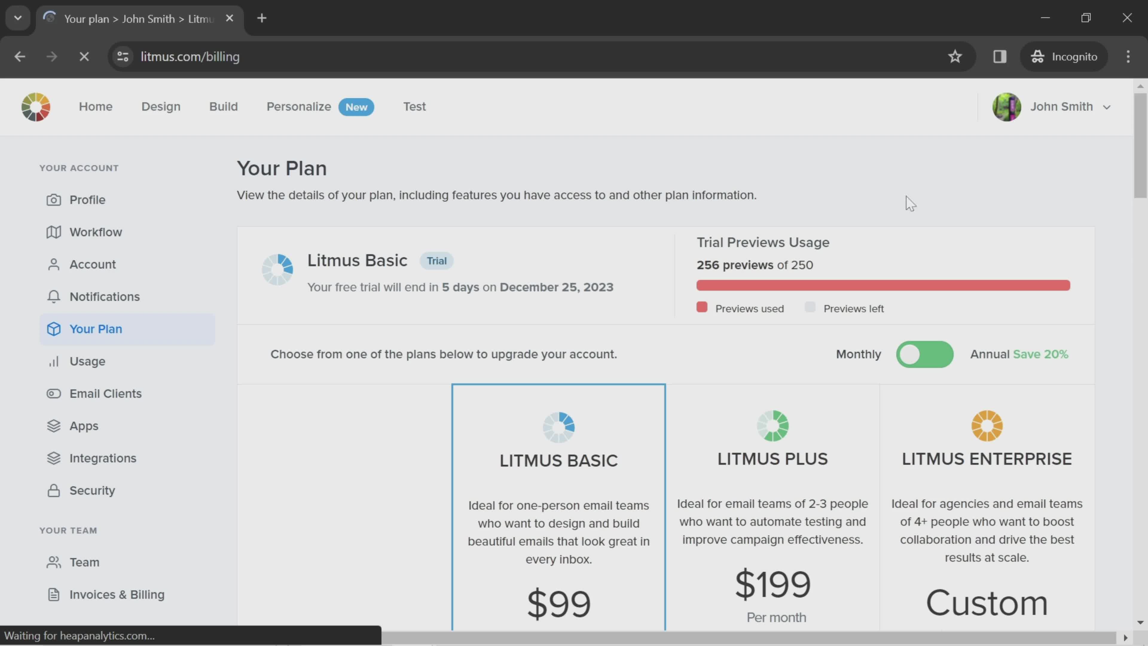 Updating billing contact screenshot