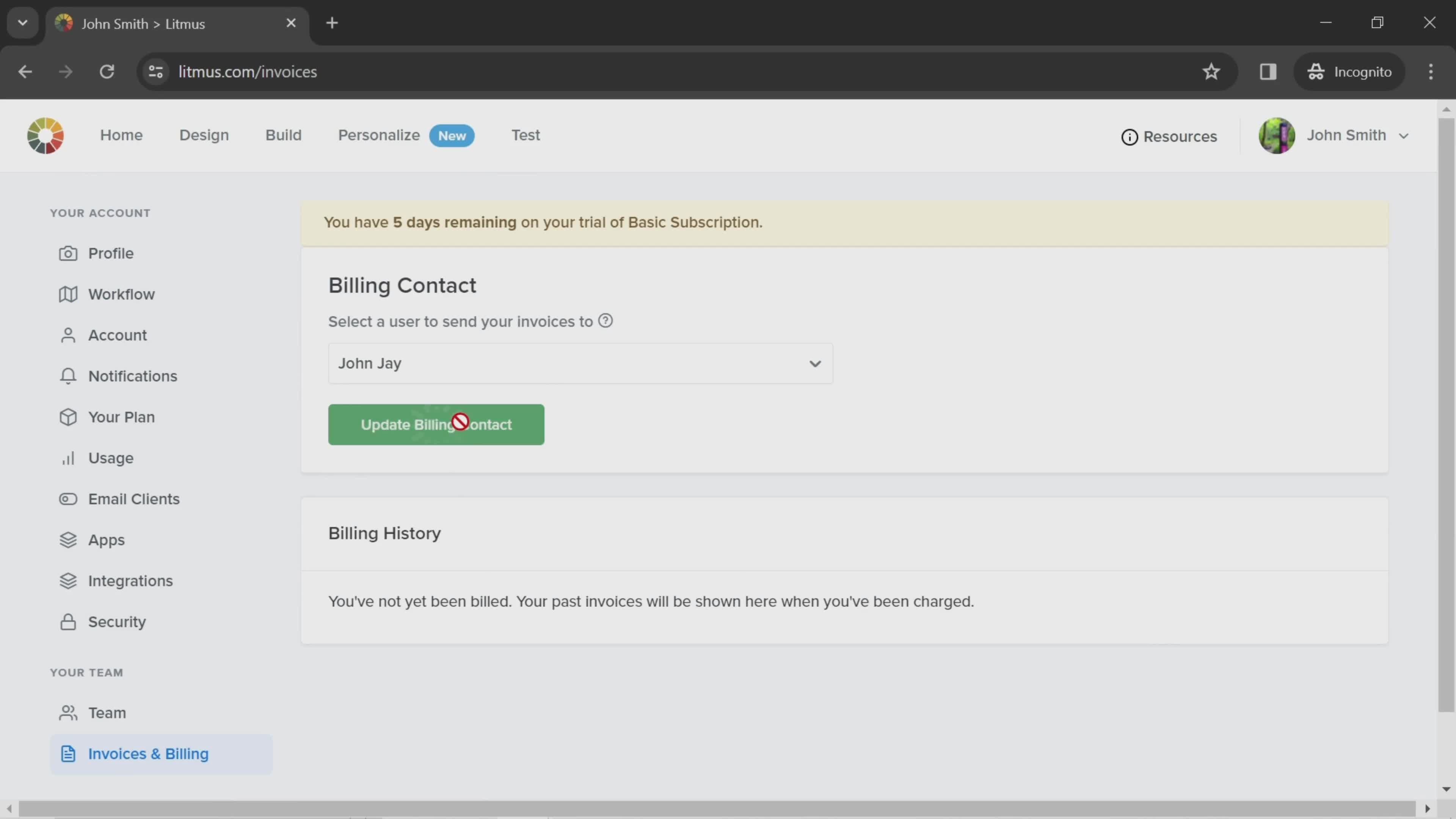 Updating billing contact on Litmus video thumbnail