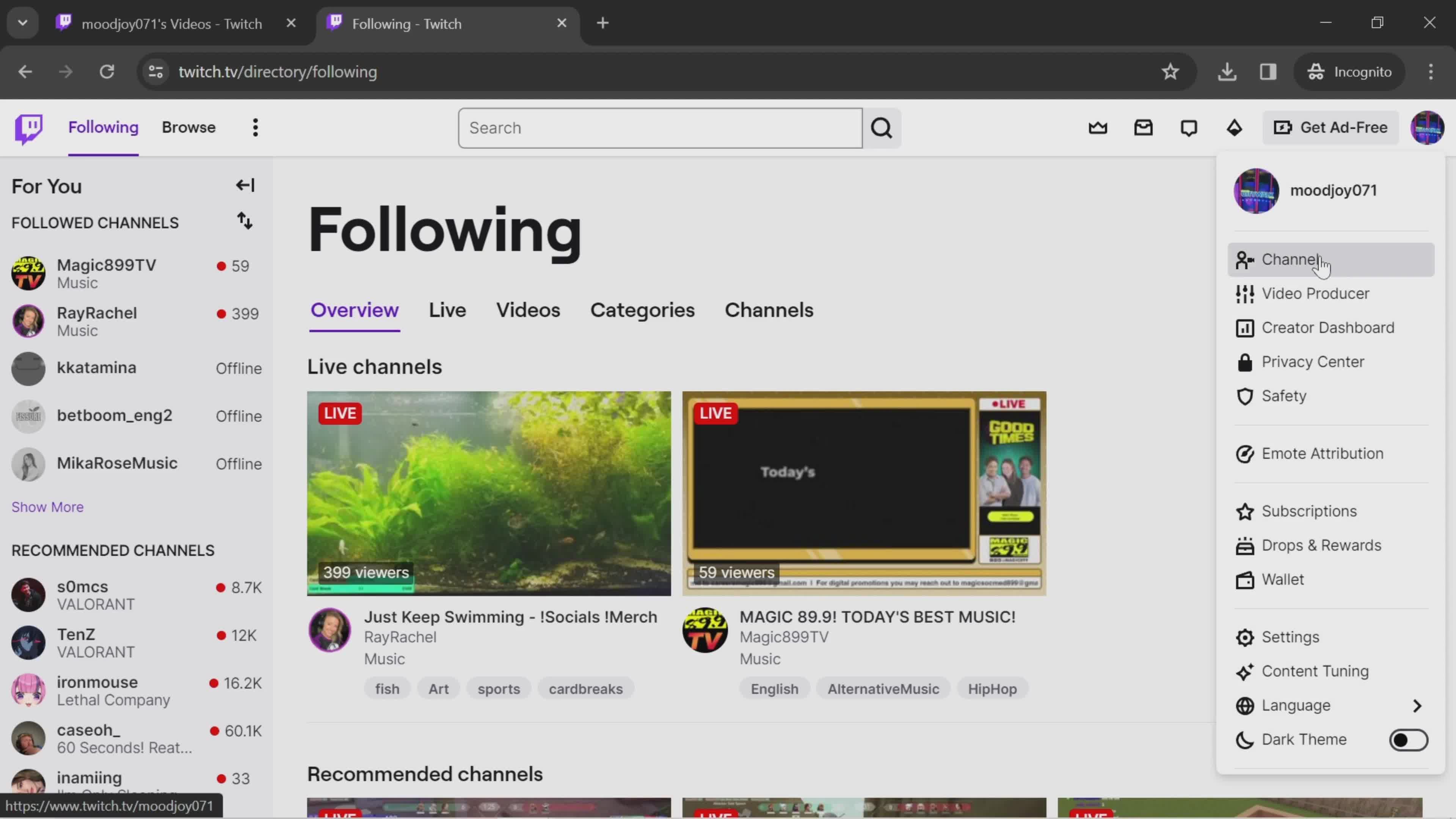 Channel screenshot