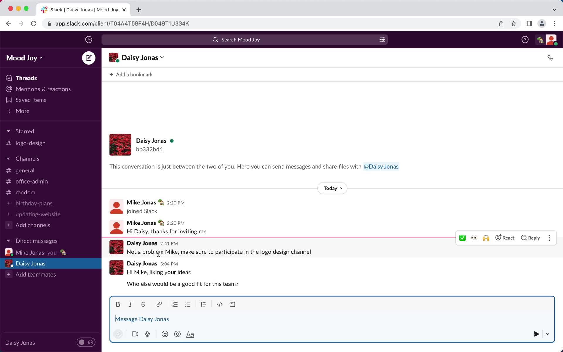 Chat screenshot