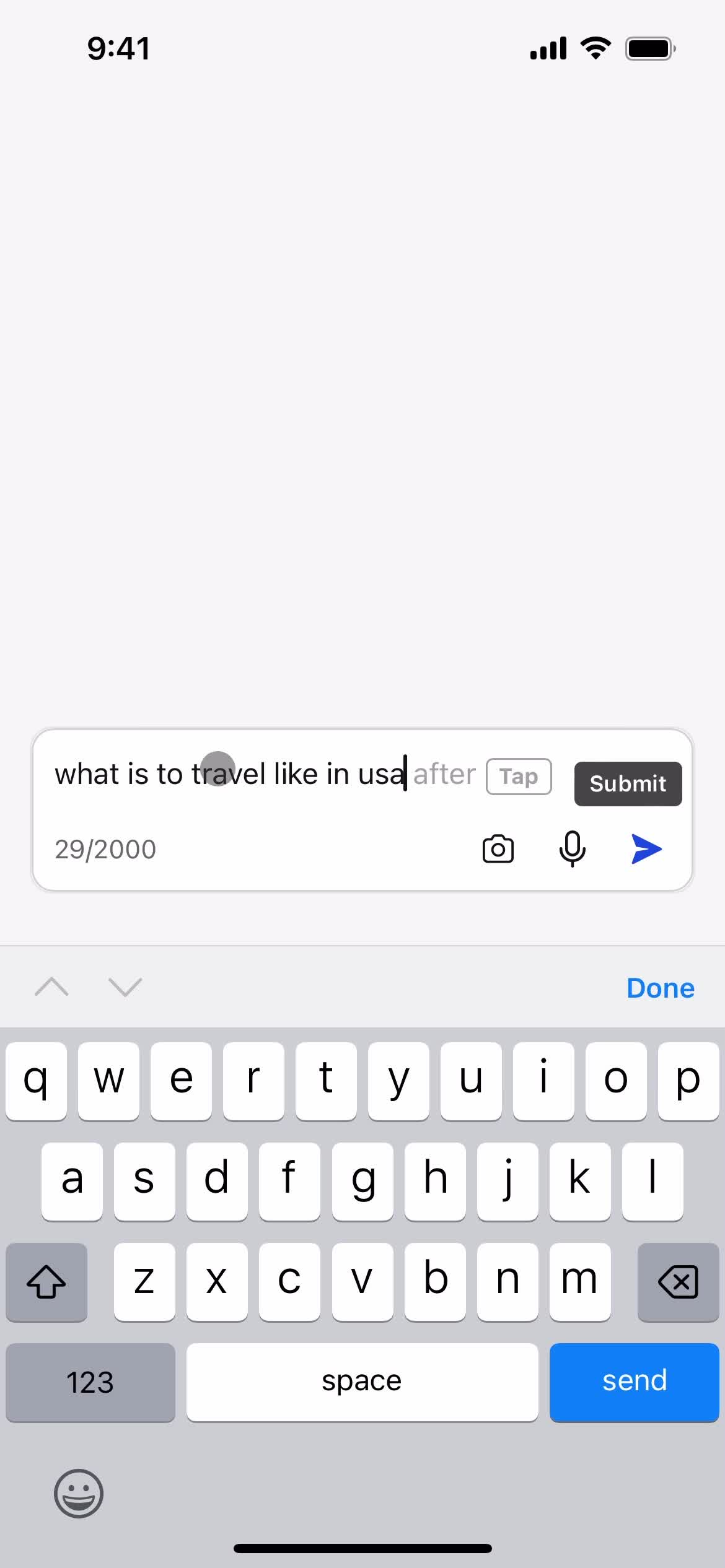 Asking a question screenshot