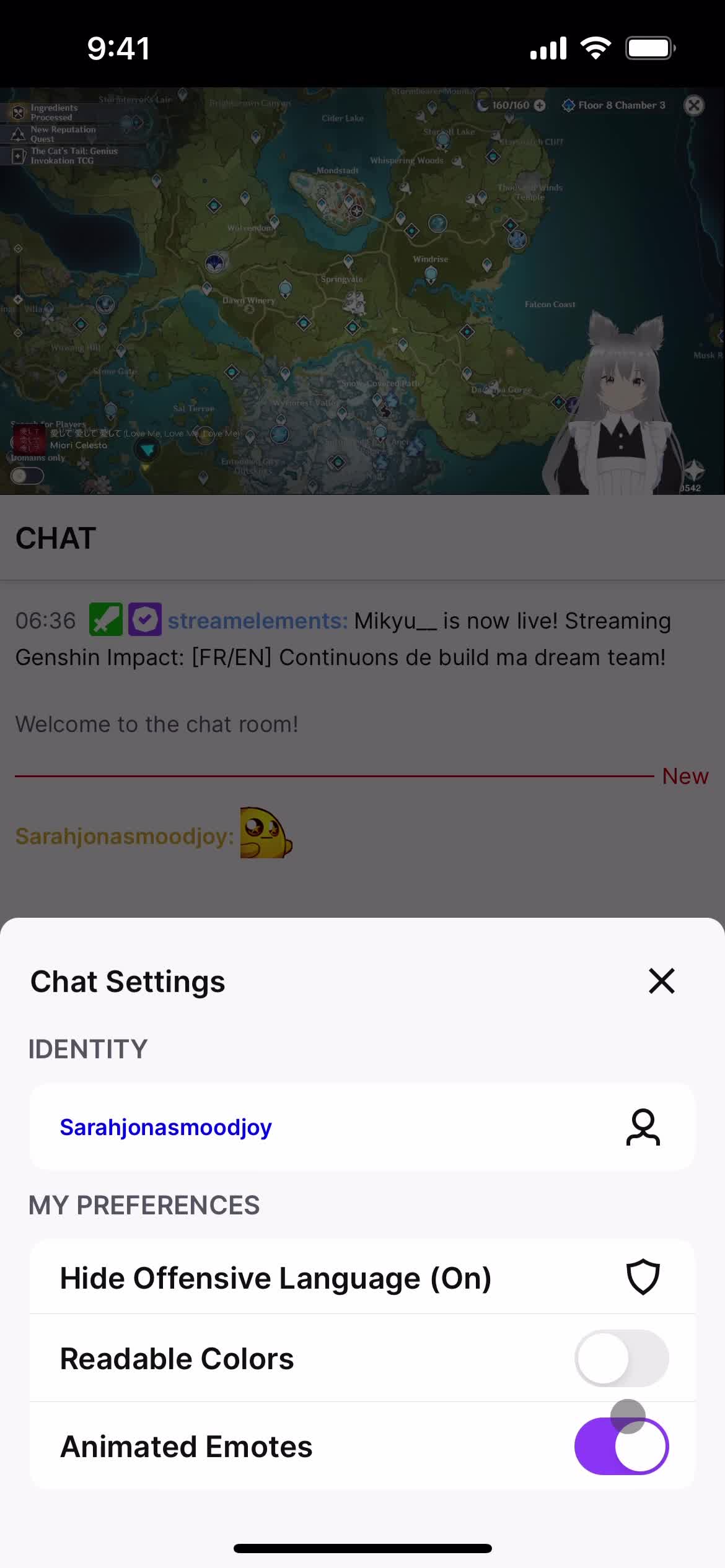 Chat settings video thumbnail