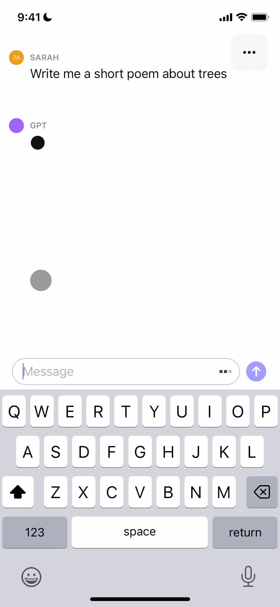 Chat bot screenshot