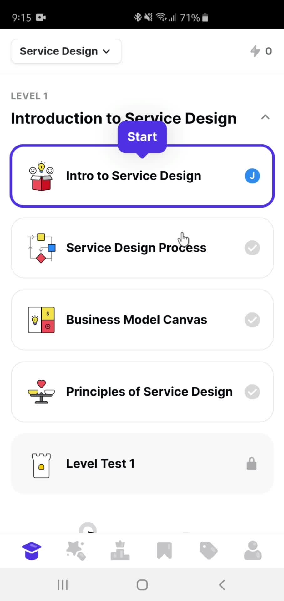 Choosing courses screenshot