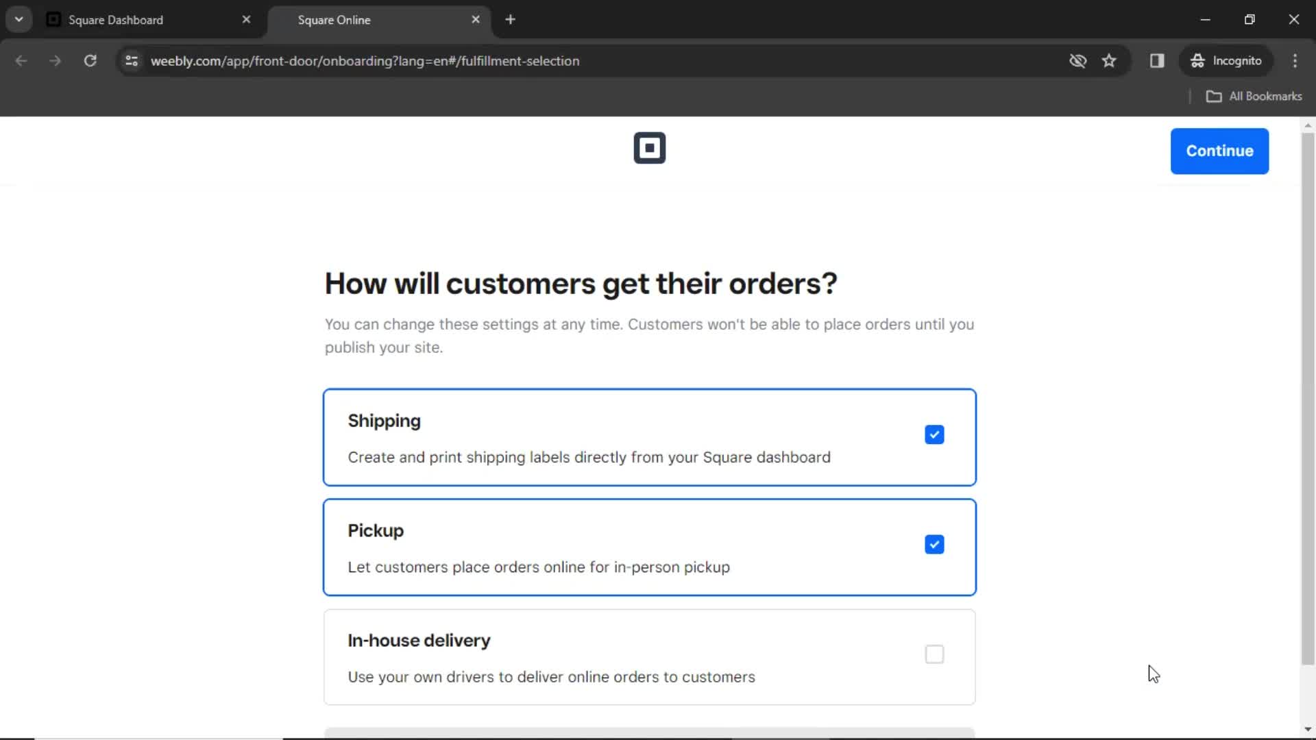 Claiming your online store screenshot