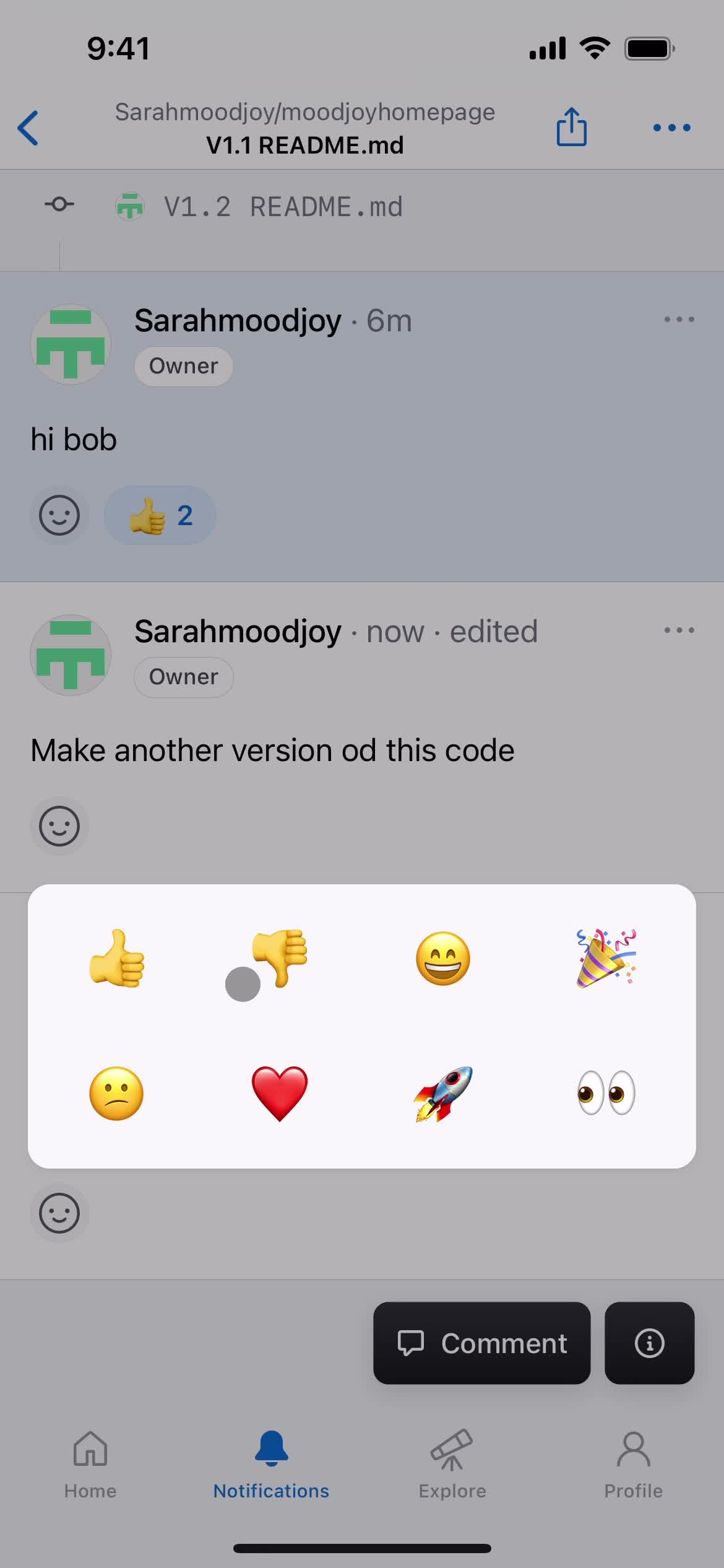 Commenting screenshot