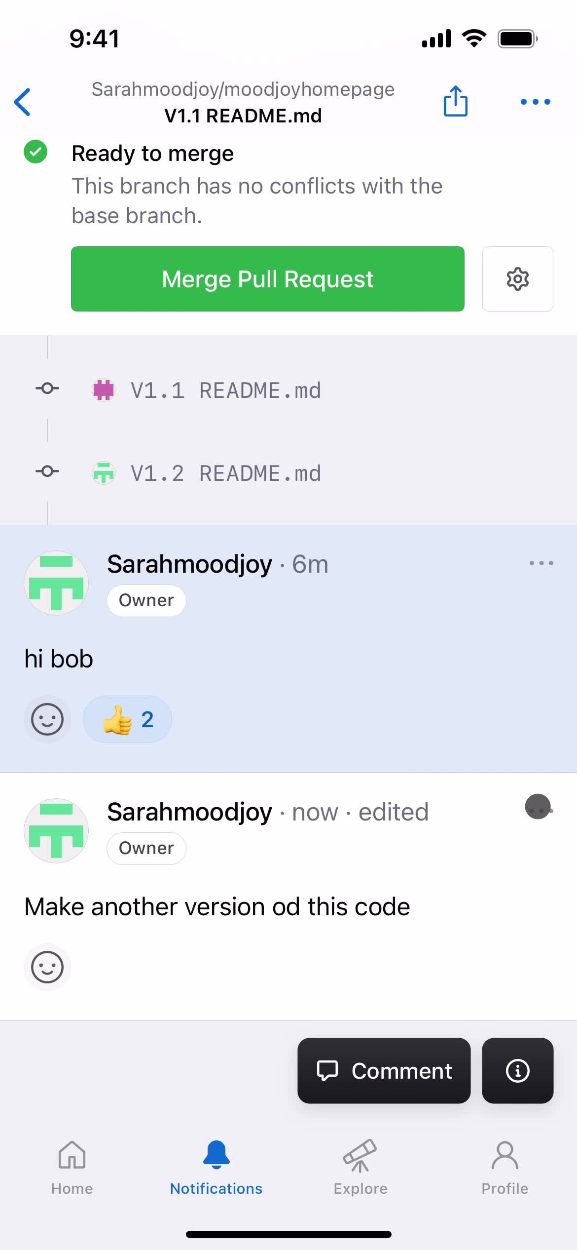 Commenting screenshot