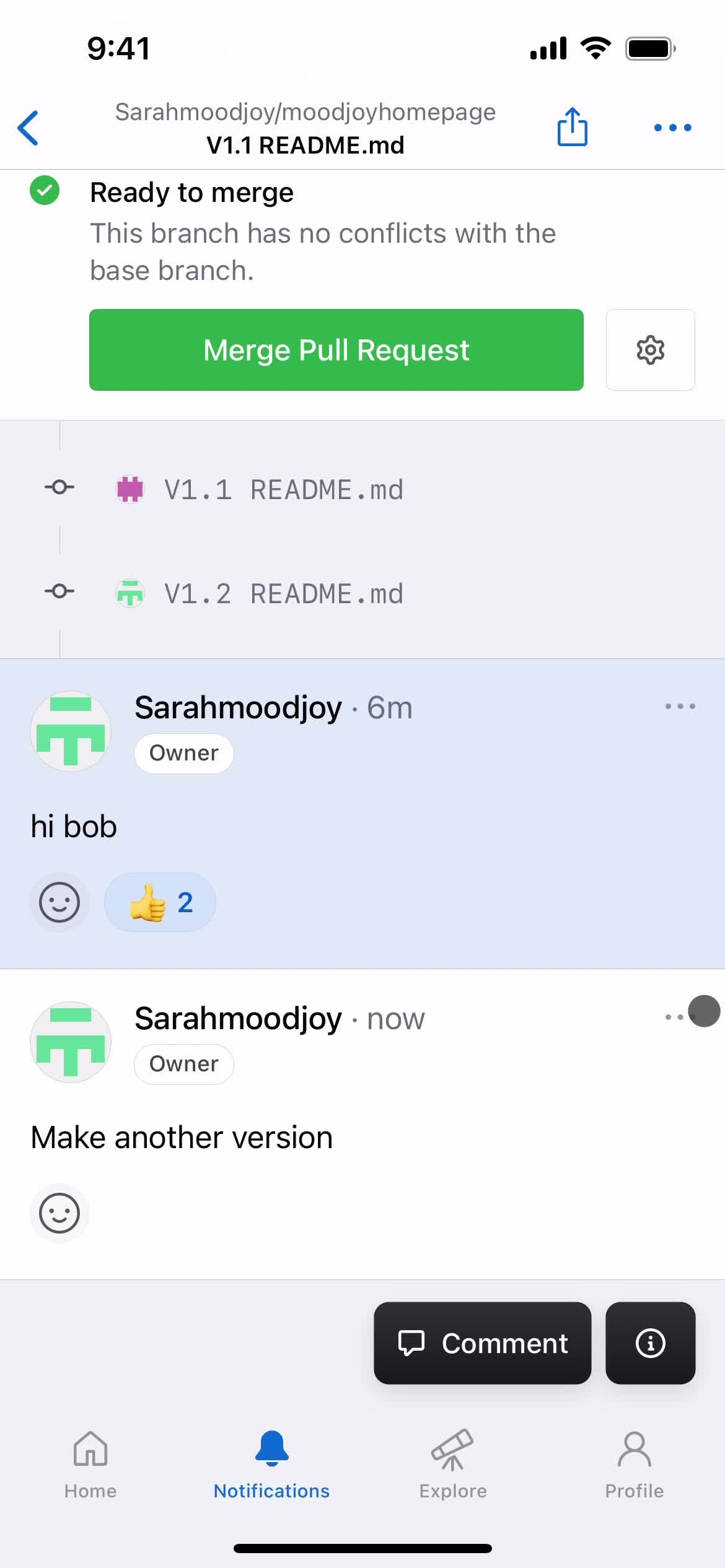 Commenting screenshot