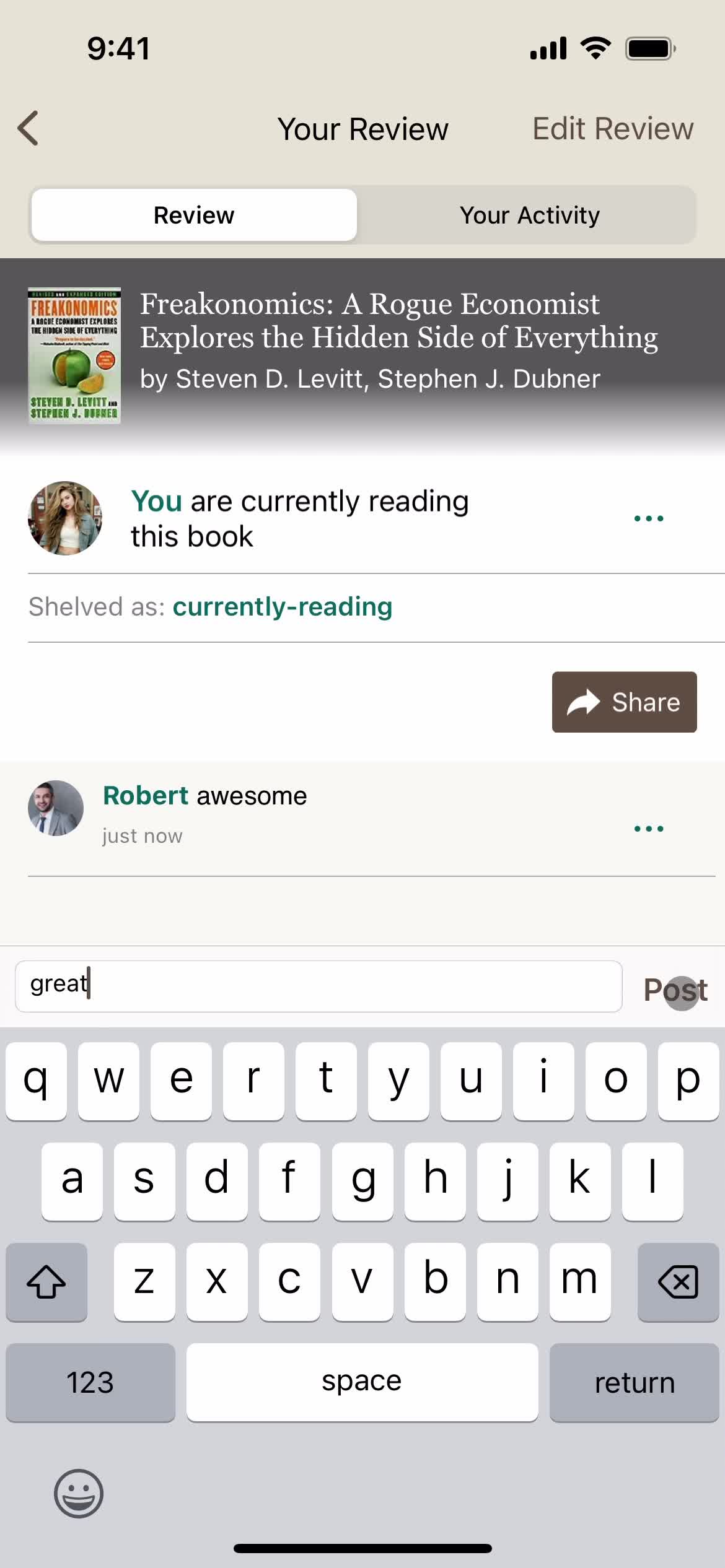 Commenting screenshot