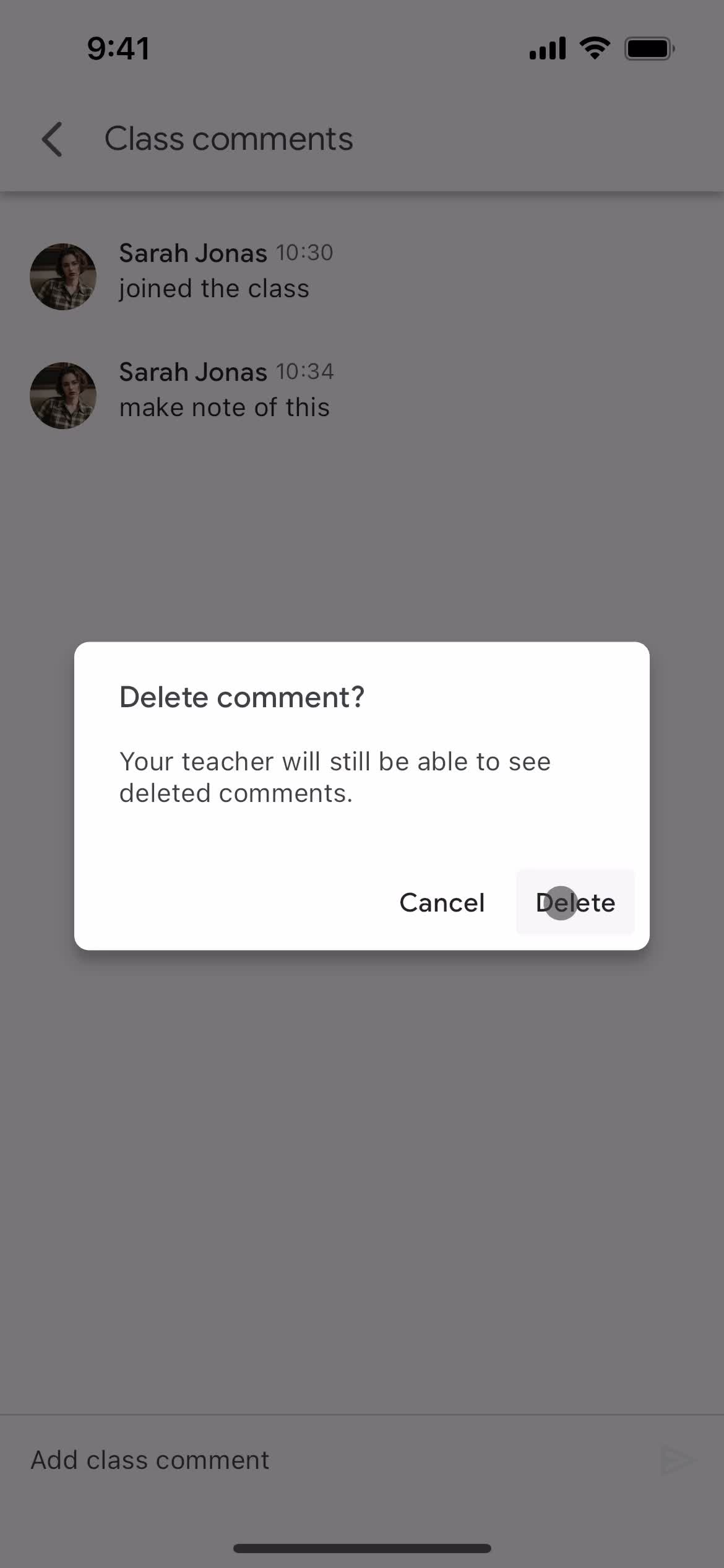 Commenting screenshot