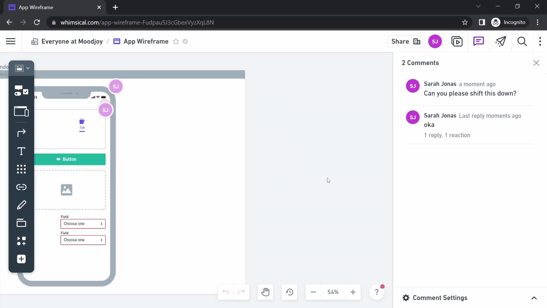 Commenting screenshot