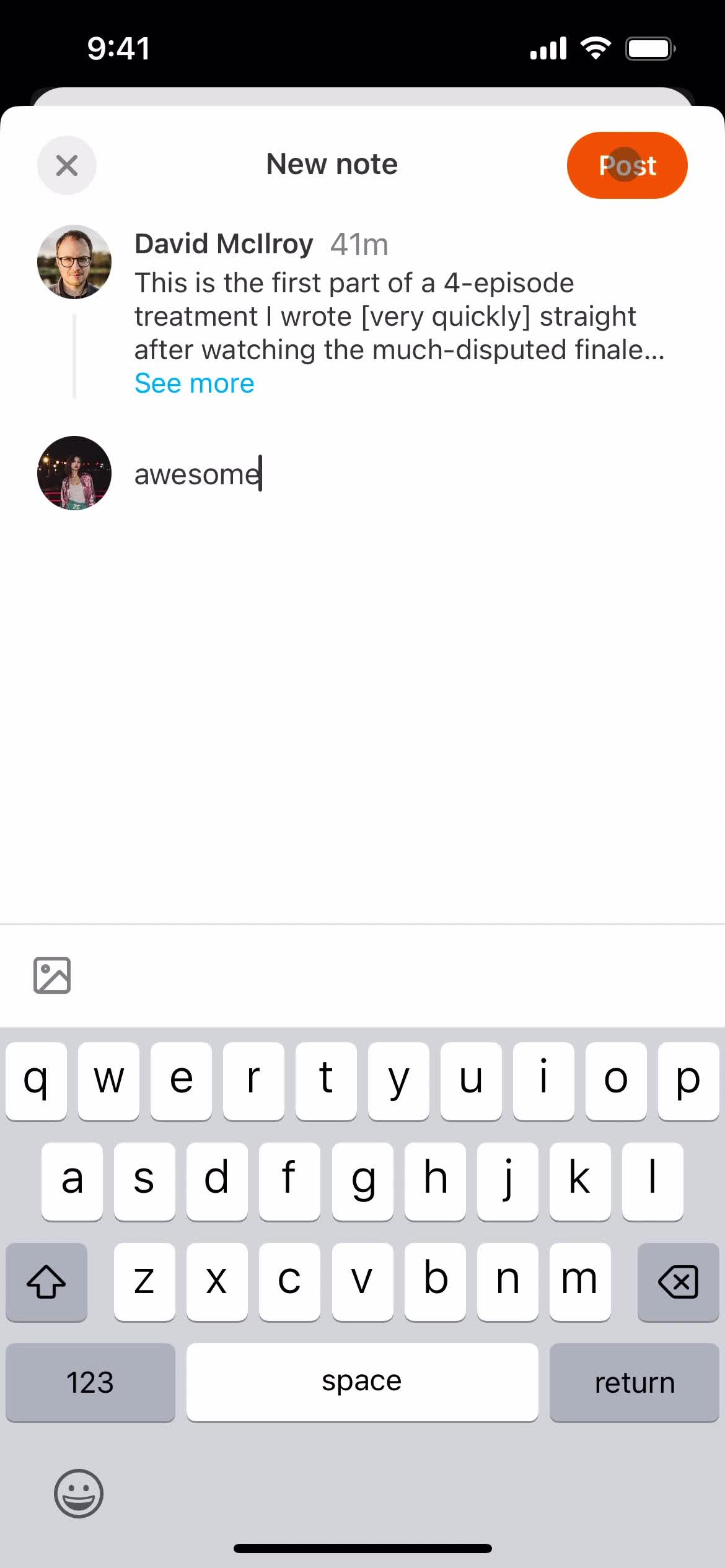 Commenting screenshot