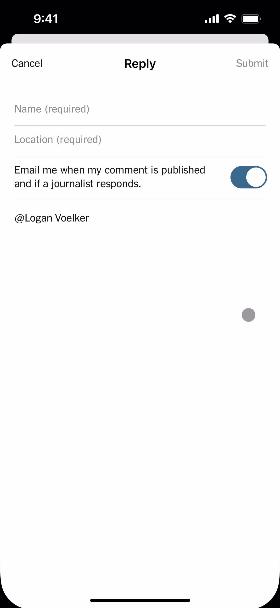 Commenting screenshot