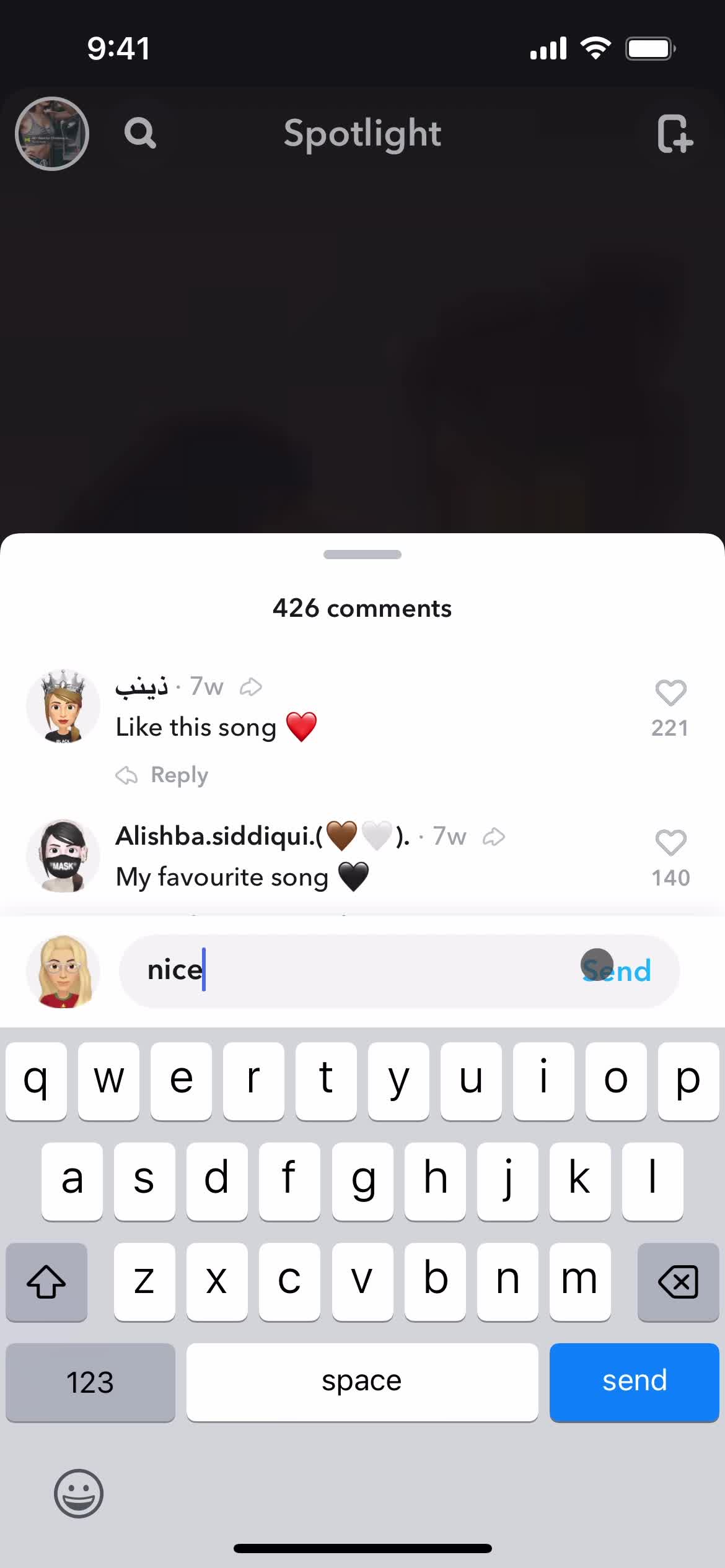 Commenting screenshot