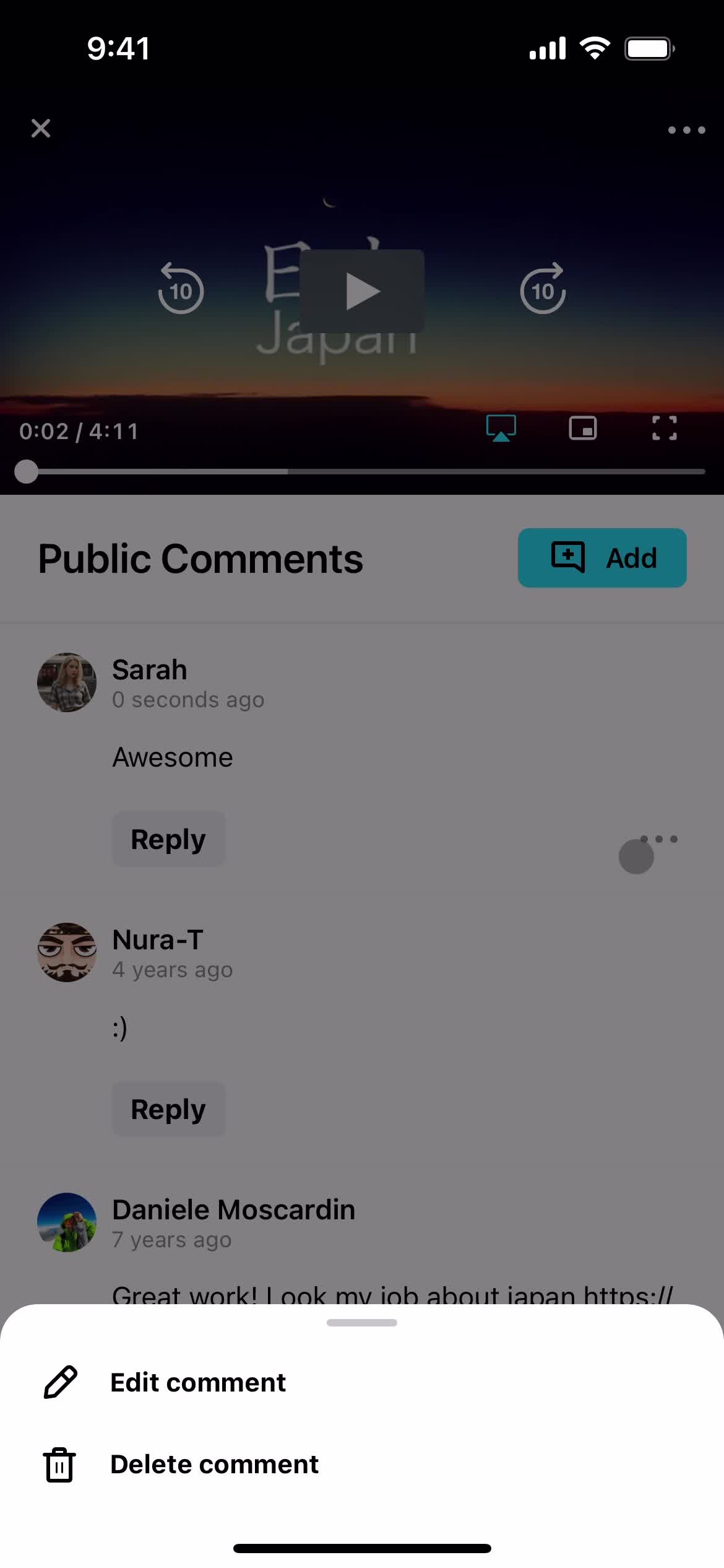 Commenting screenshot