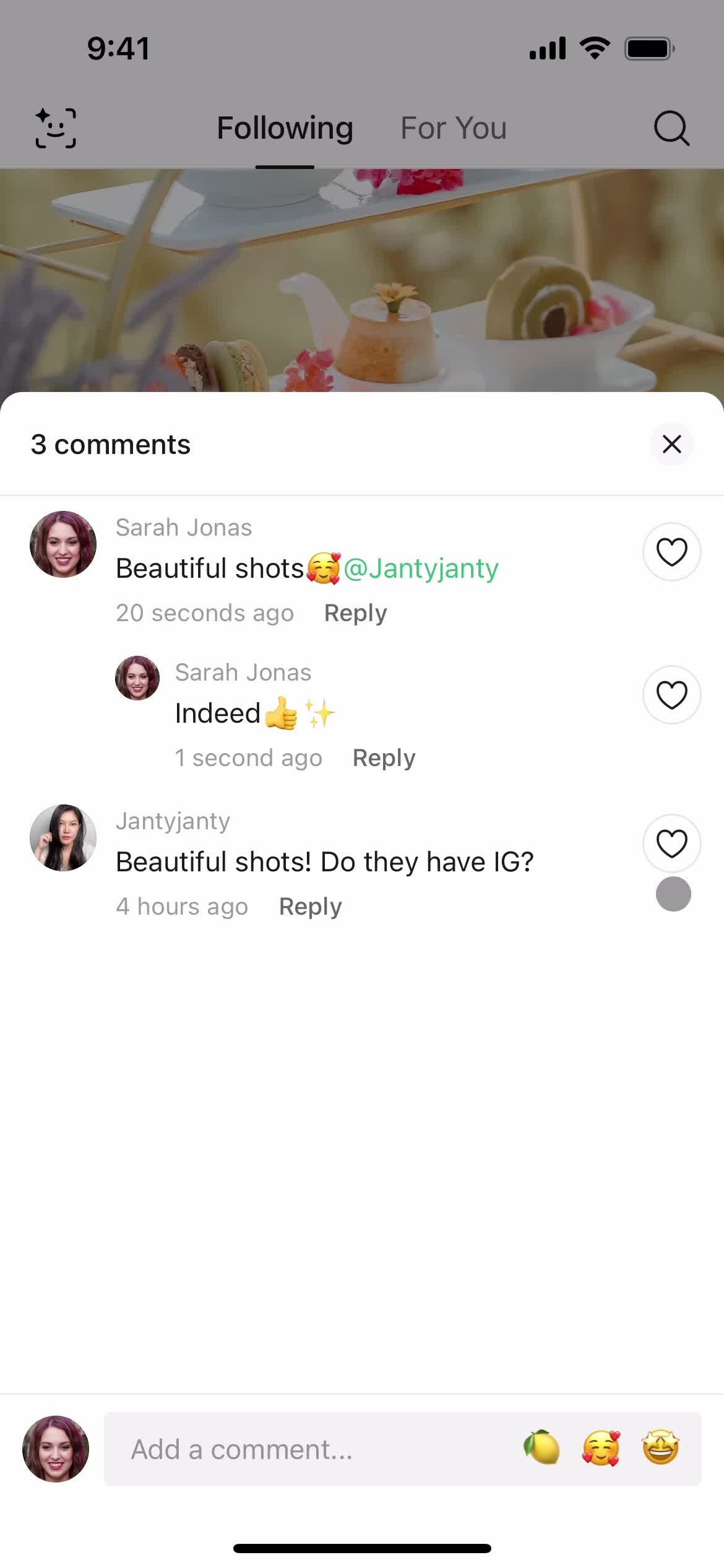 Commenting screenshot