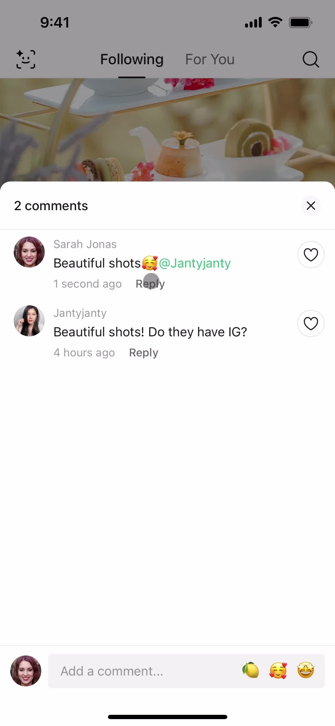 Commenting screenshot