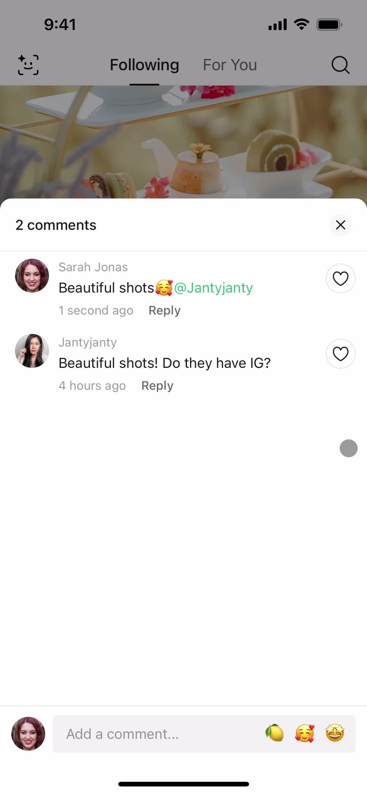 Commenting screenshot