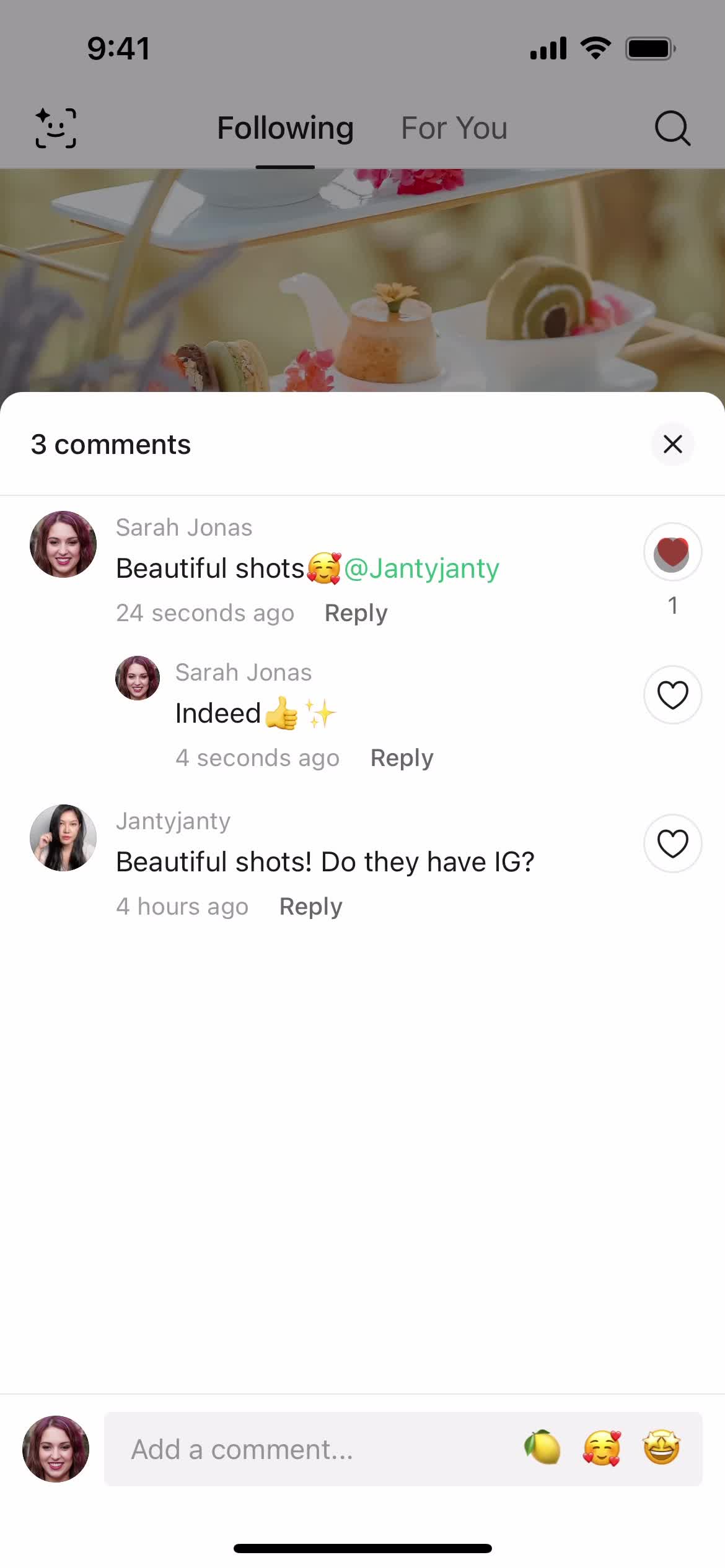 Commenting screenshot