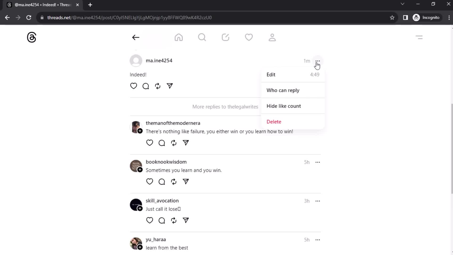 Commenting screenshot