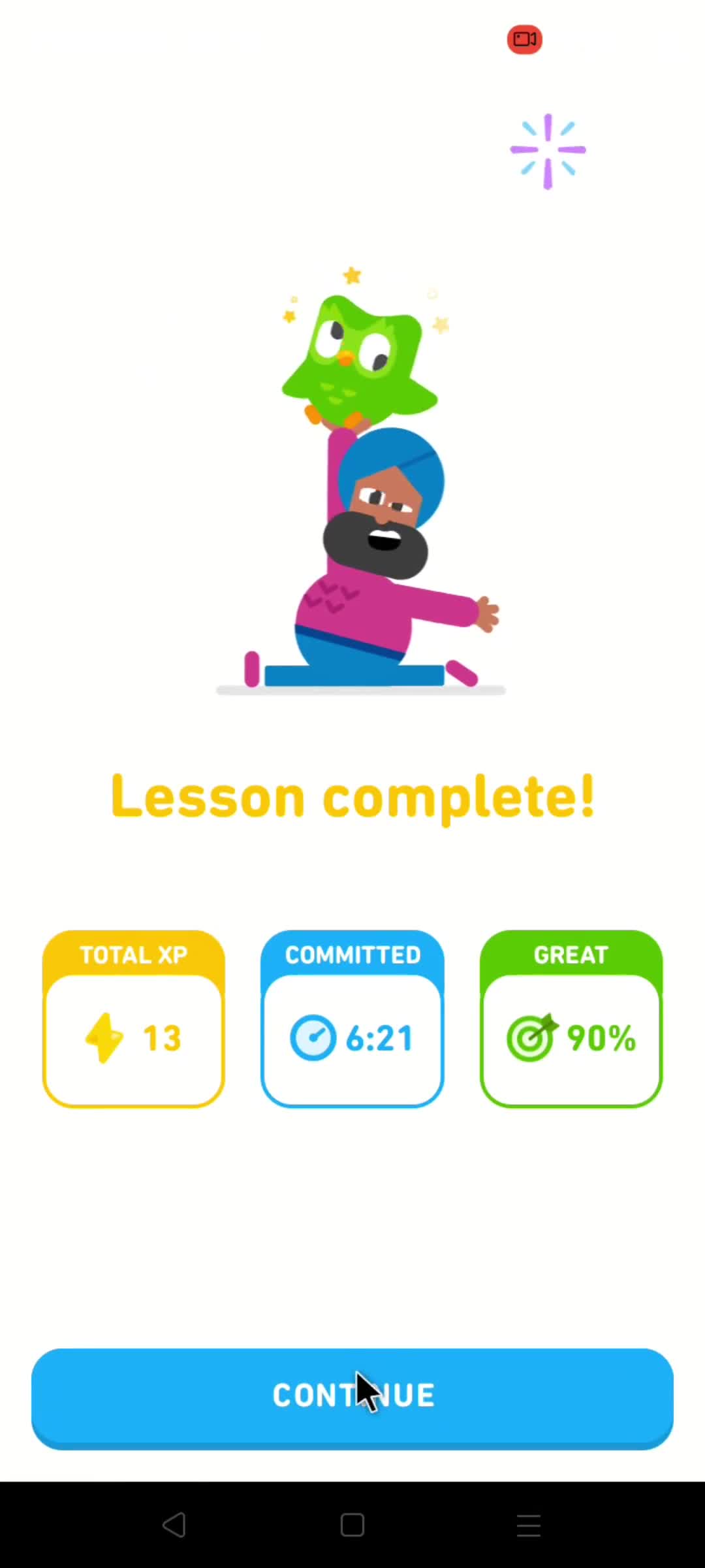 Completing a level on Duolingo video thumbnail