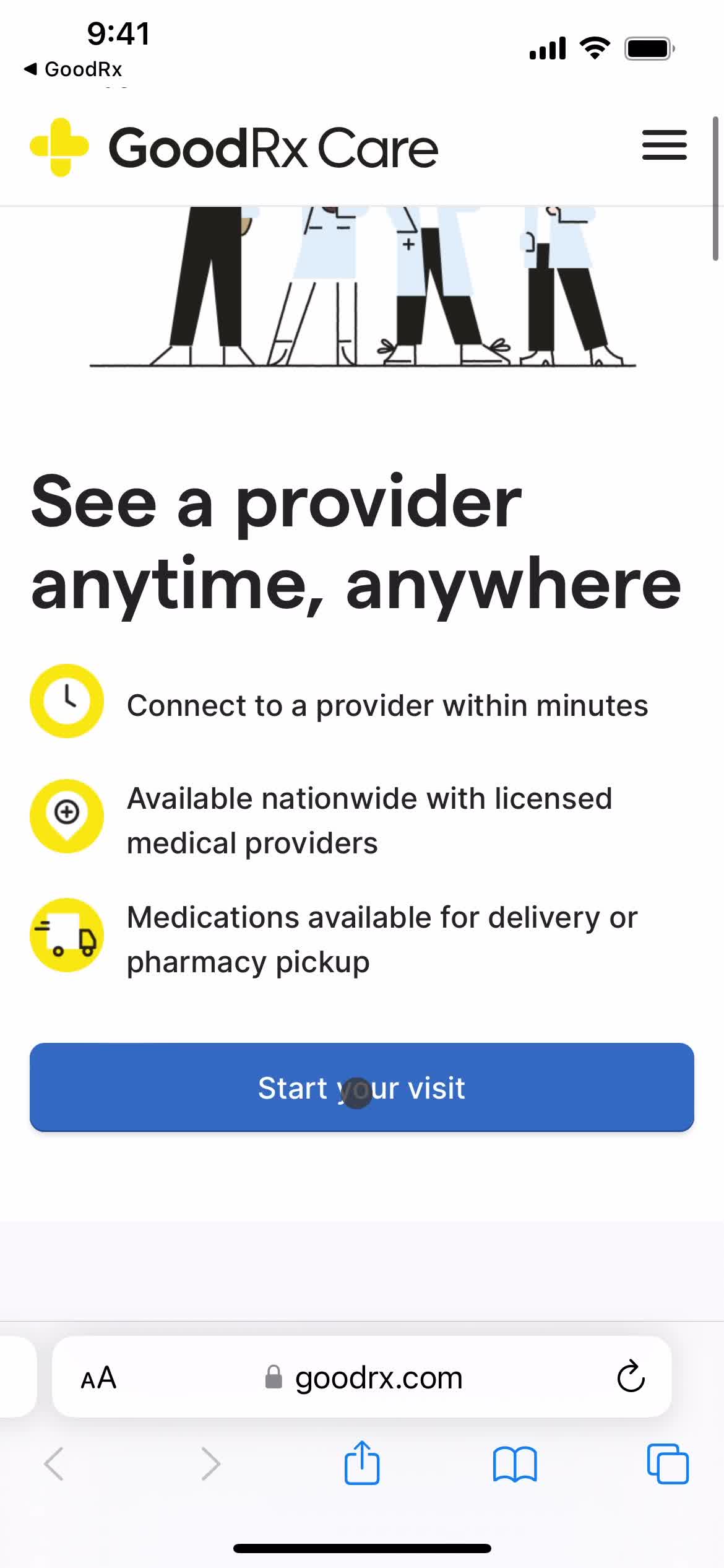 Connecting with a provider screenshot