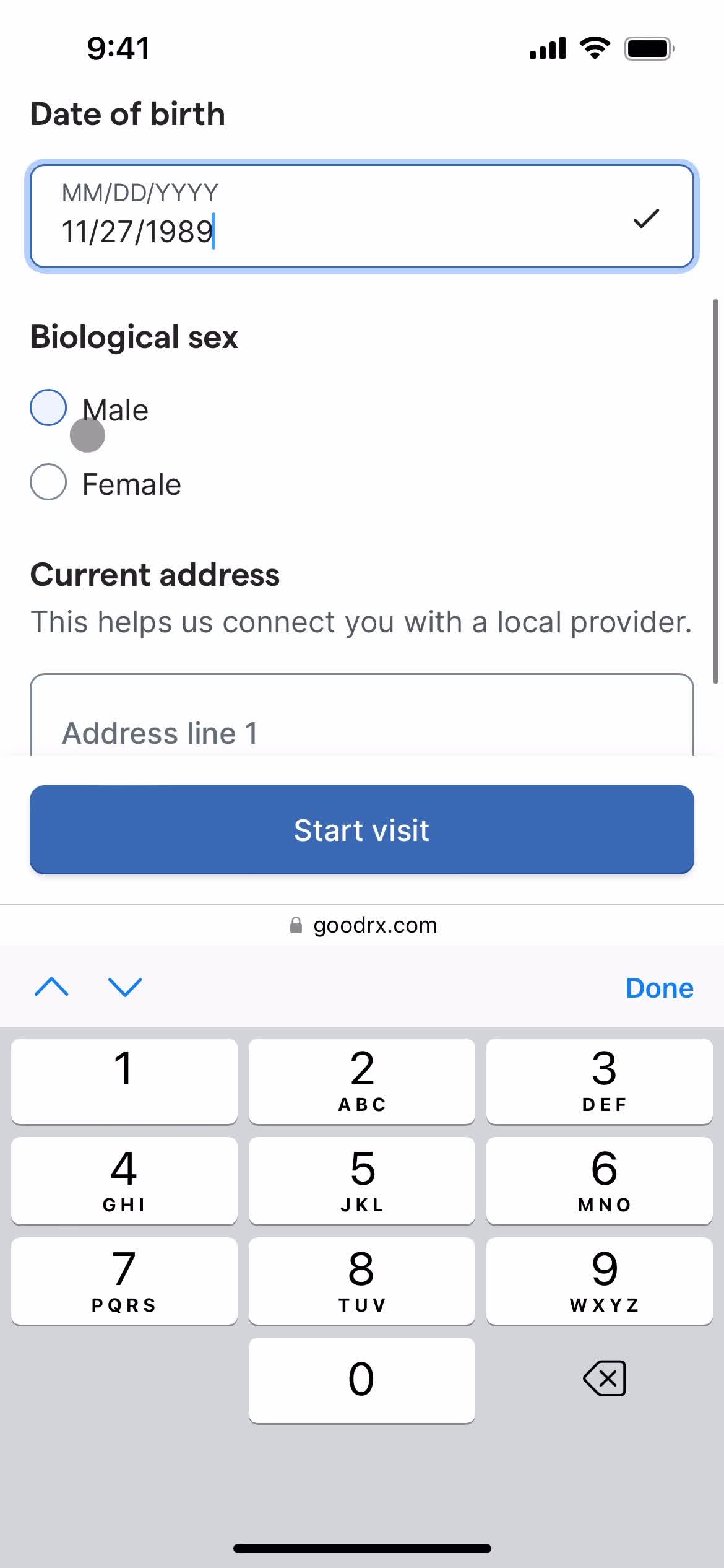 Connecting with a provider screenshot