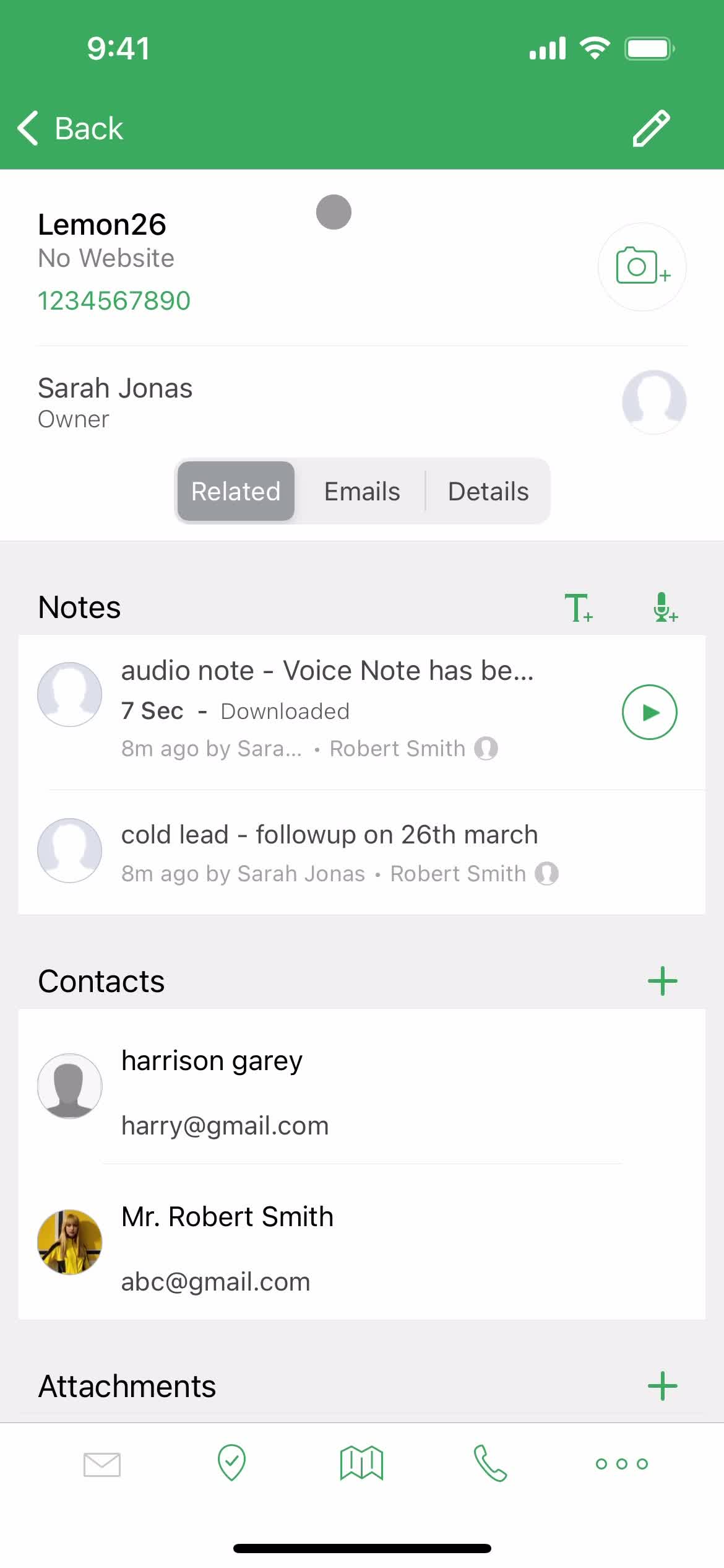 Adding a contact screenshot