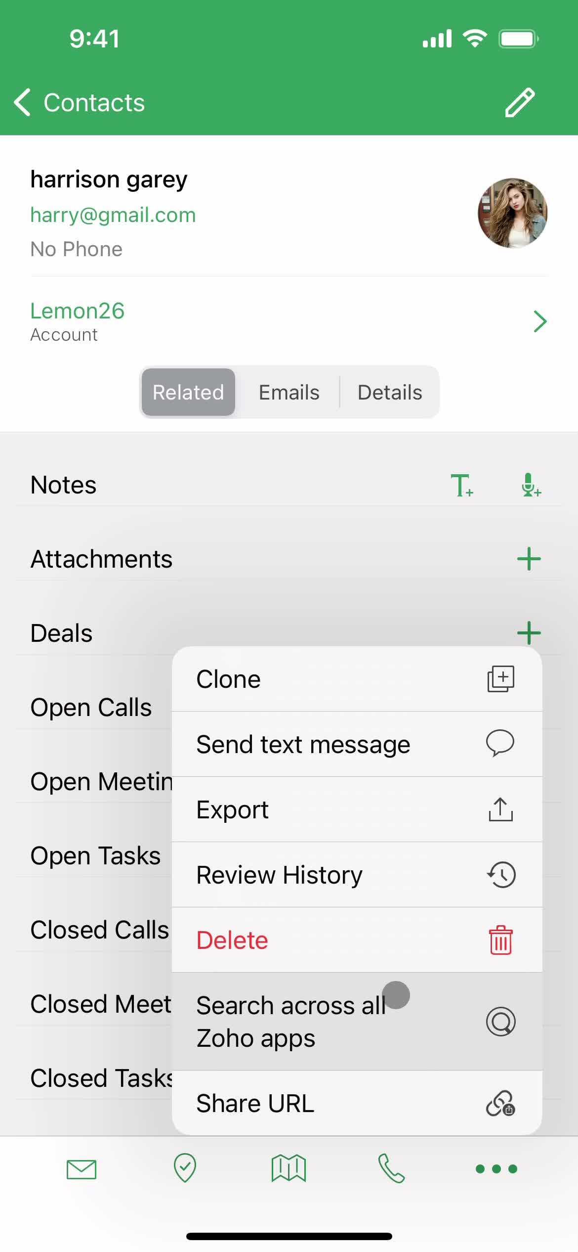 Adding a contact screenshot