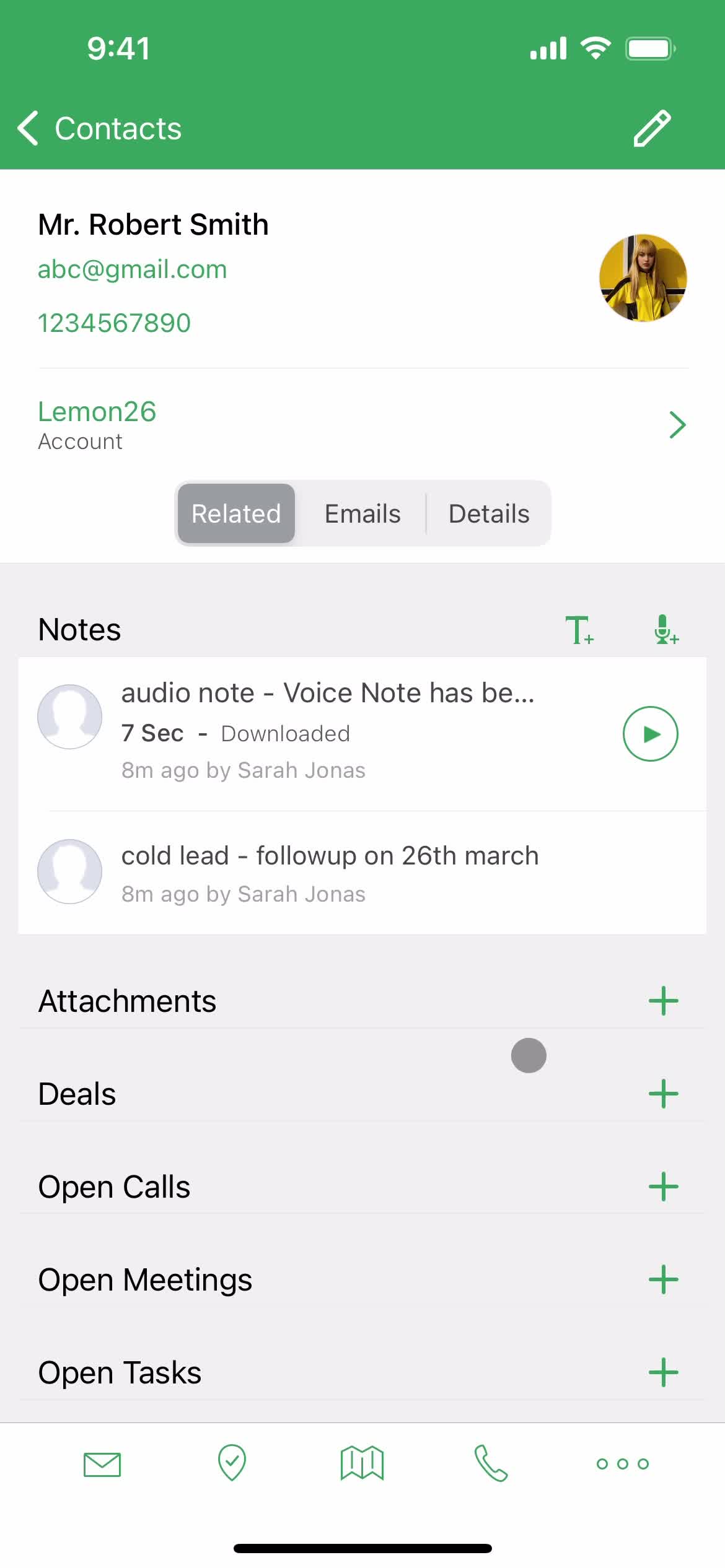 Adding a contact screenshot