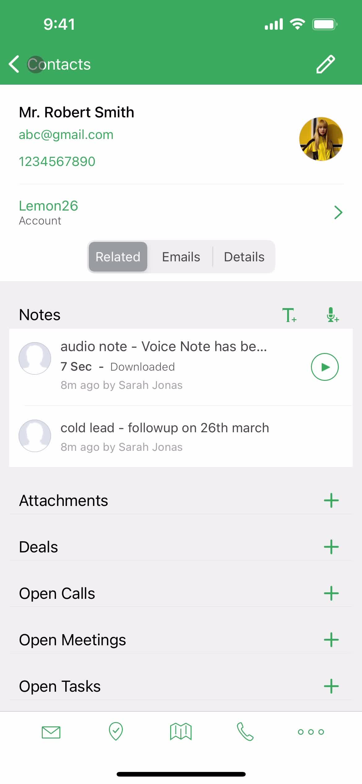 Adding a contact screenshot