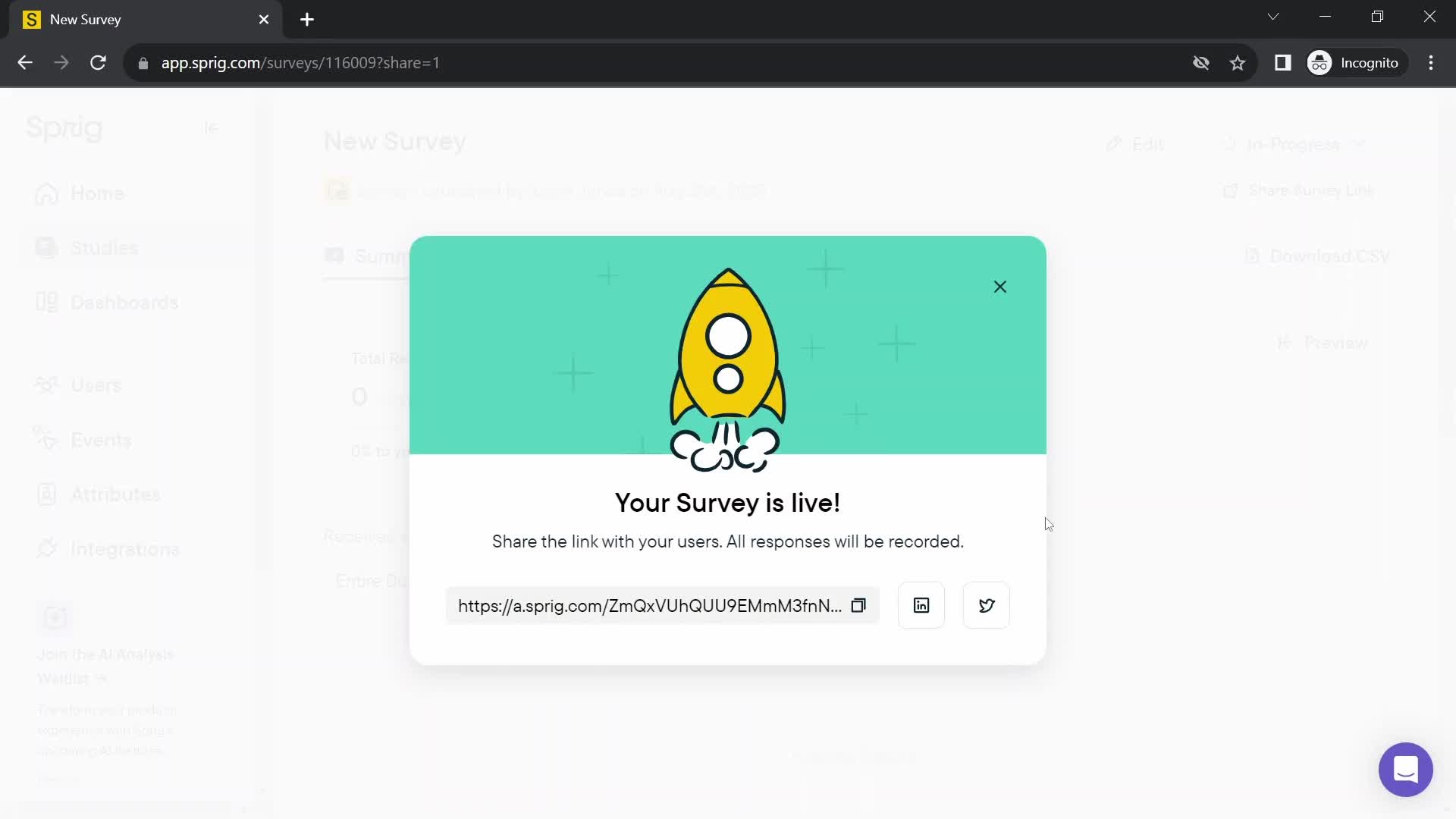 Creating a survey screenshot