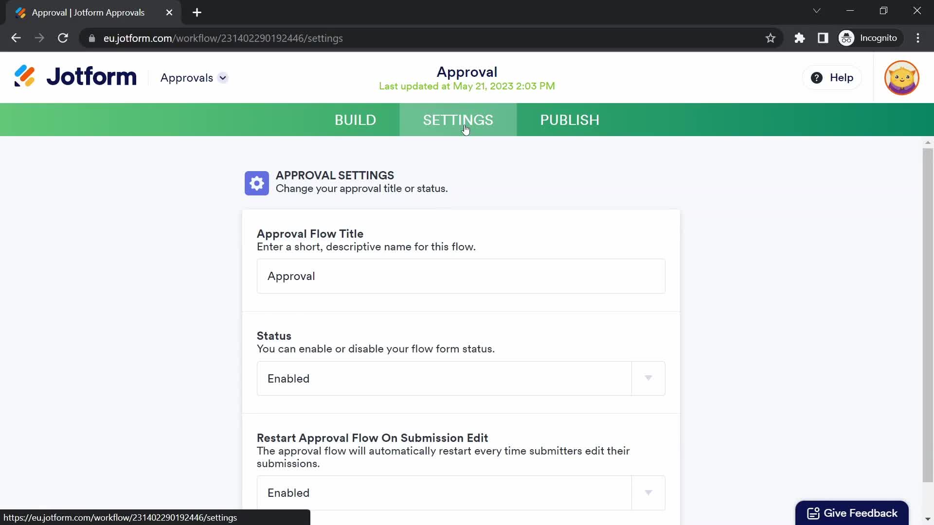 Approval workflows screenshot