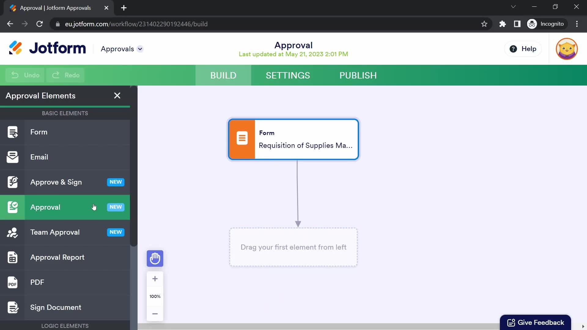 Approval workflows screenshot