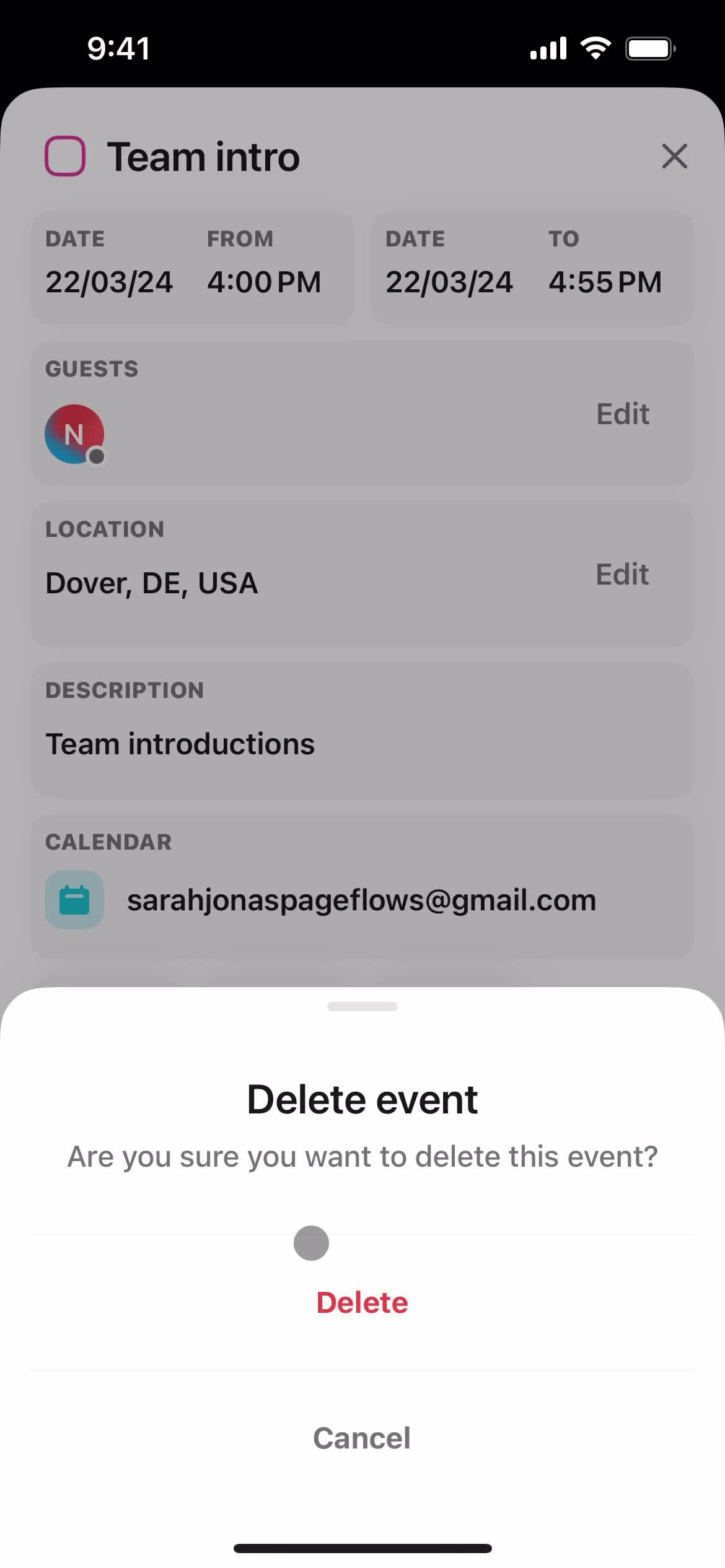 Creating an event screenshot