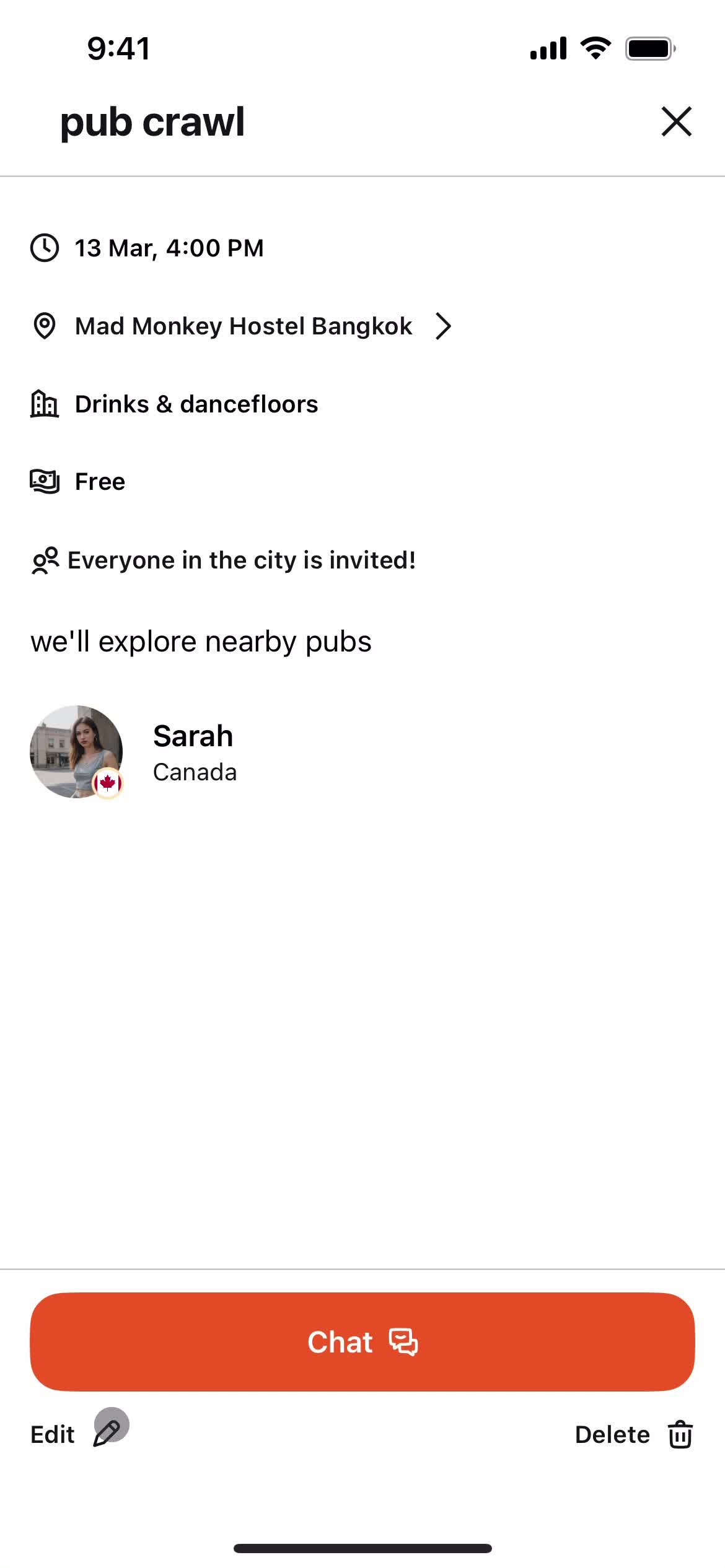 Creating an event screenshot