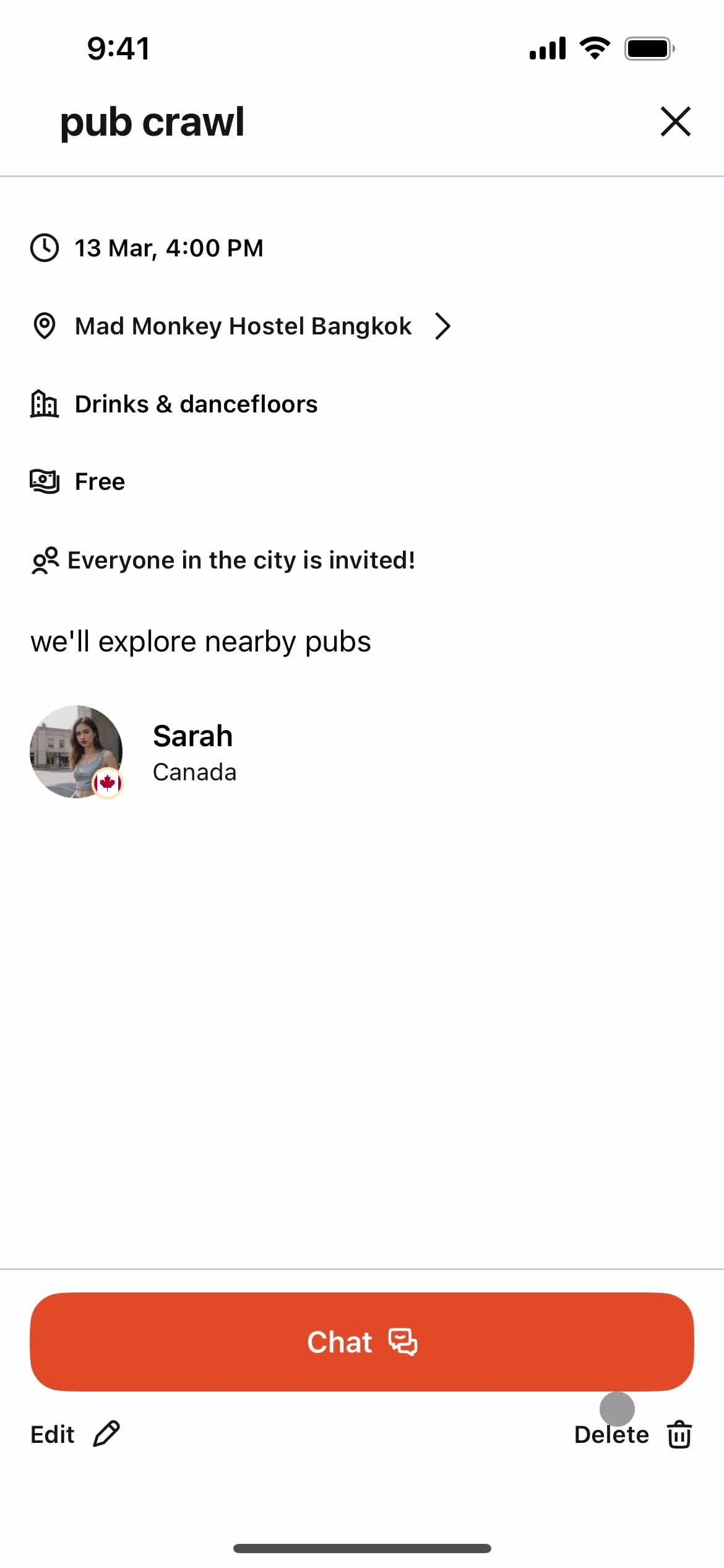 Creating an event screenshot