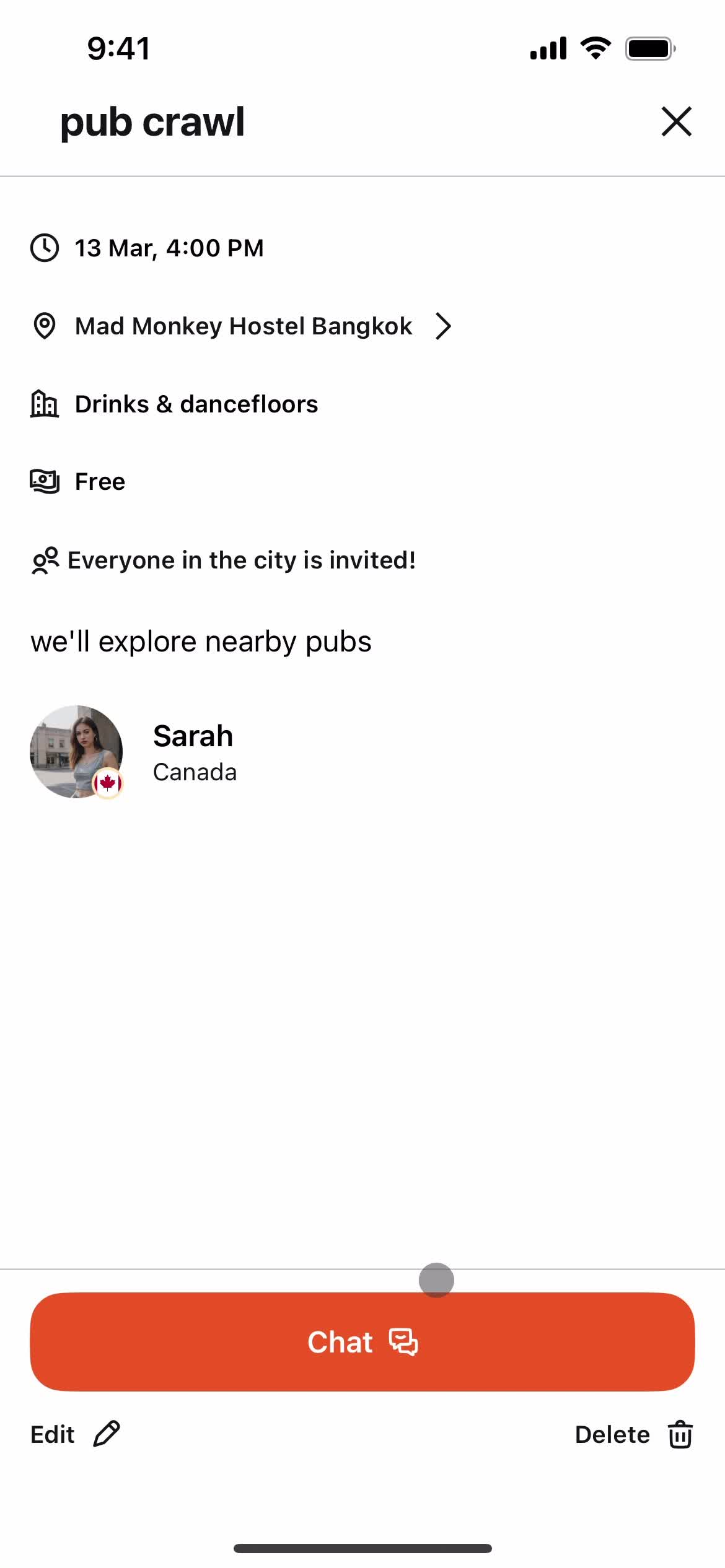 Creating an event screenshot