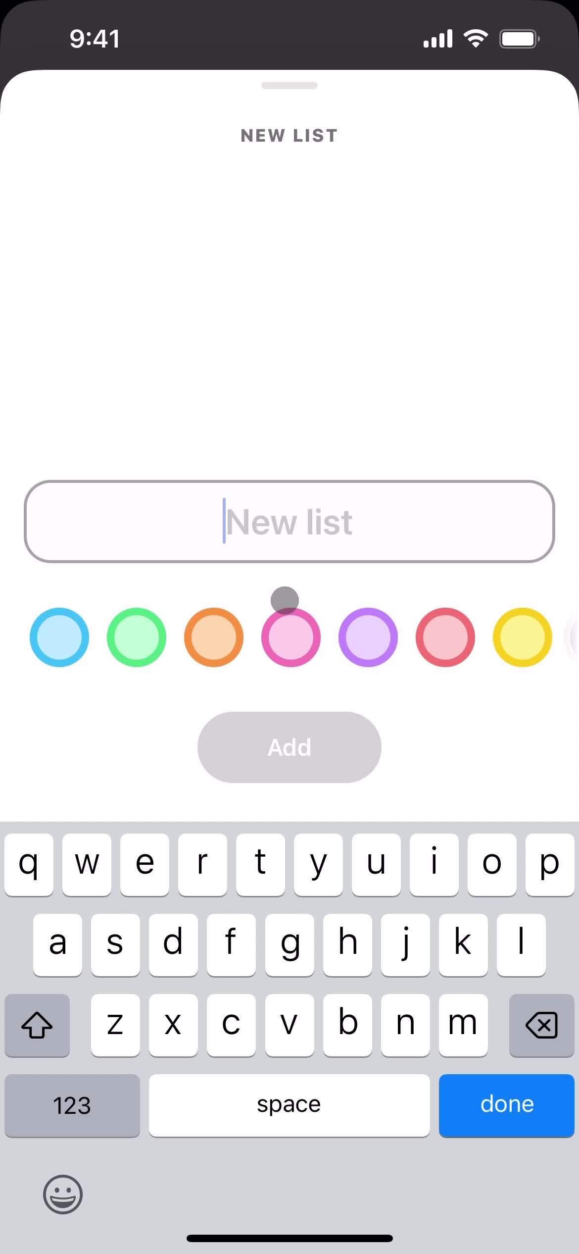 Creating a list screenshot