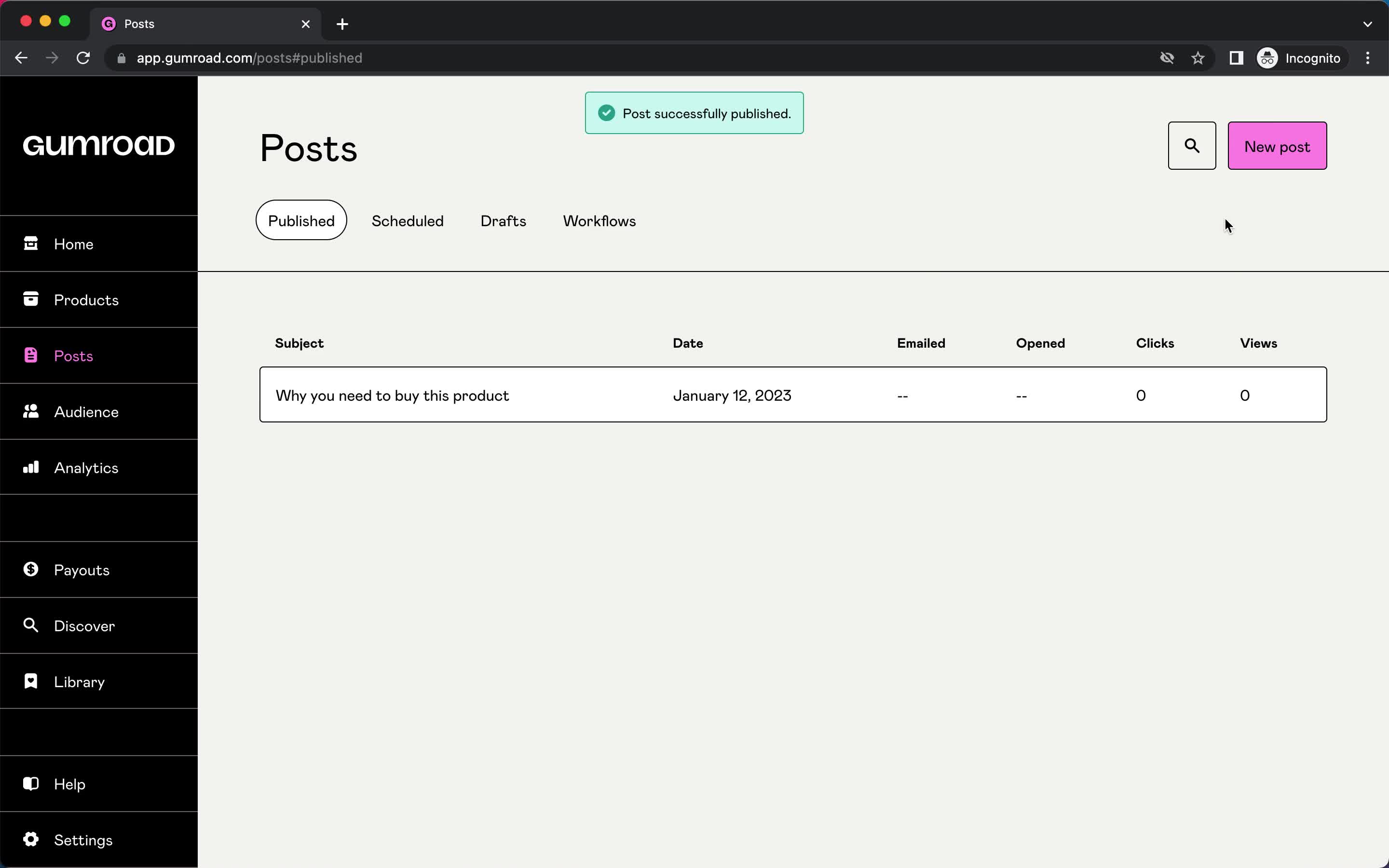 Creating a post screenshot