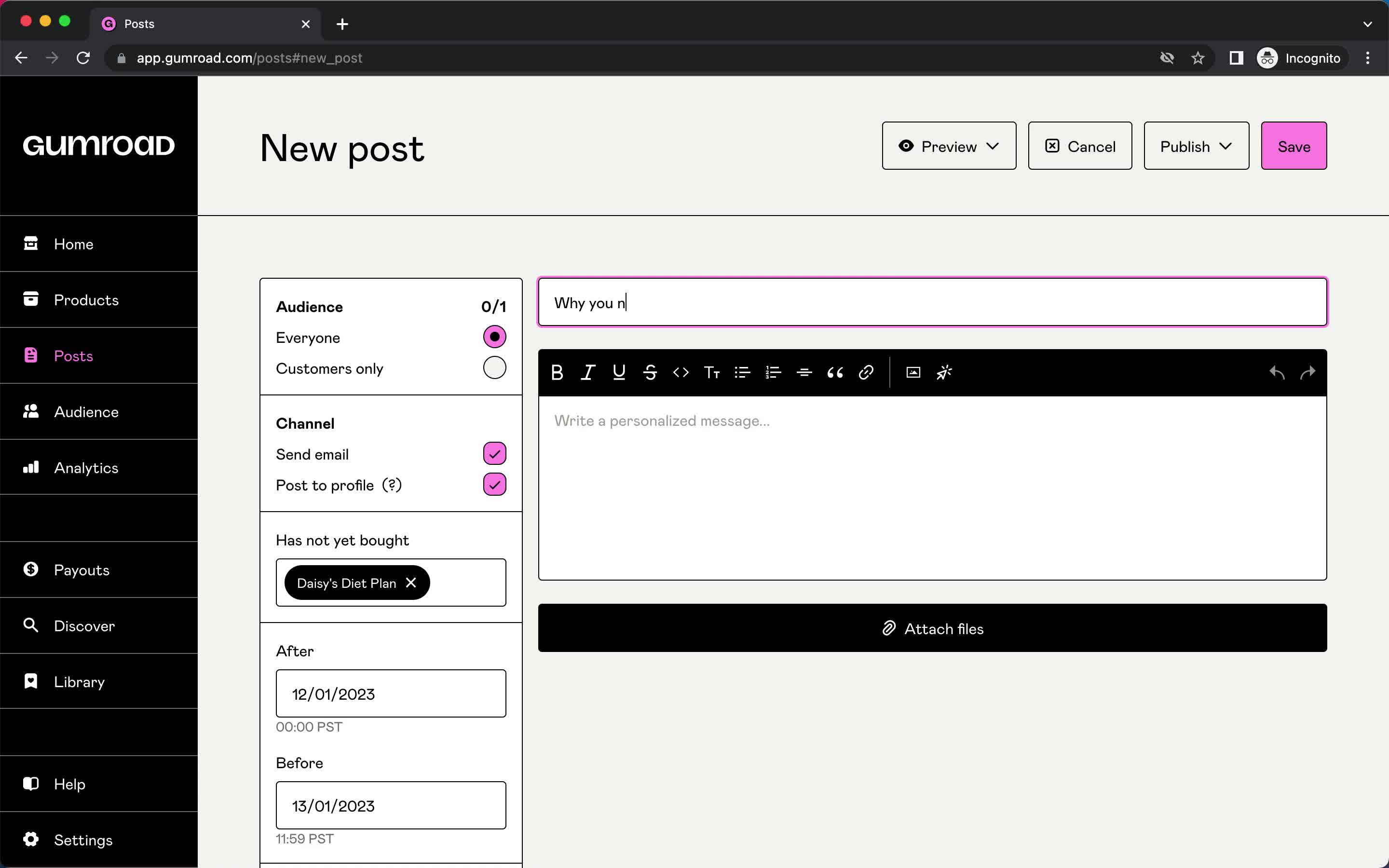 Creating a post screenshot