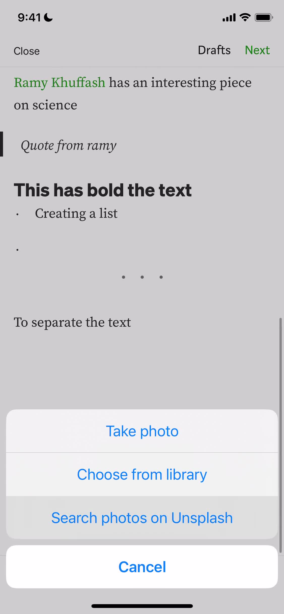 Creating a post screenshot