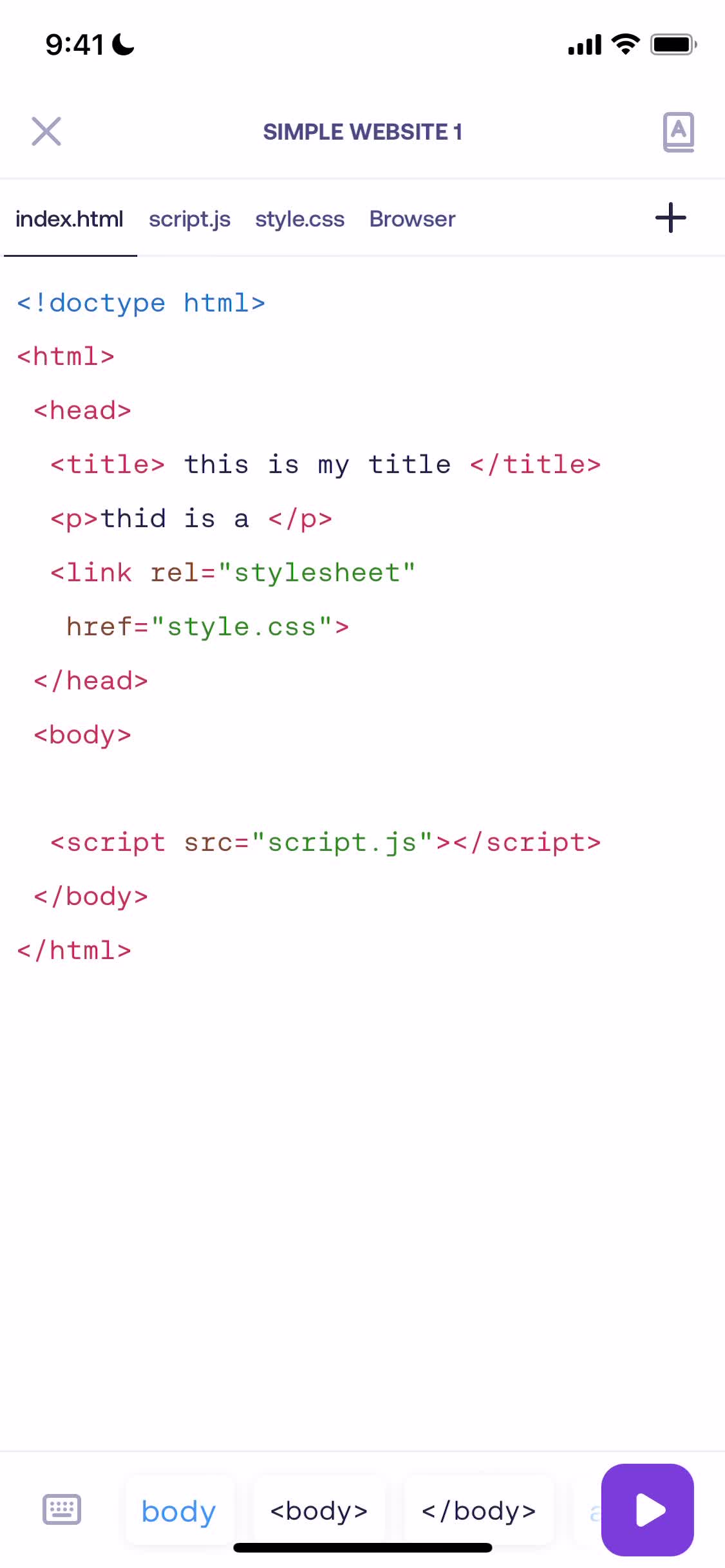 Code editor screenshot