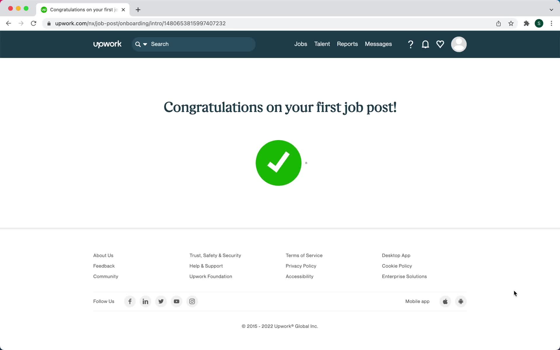 Creating a job post screenshot