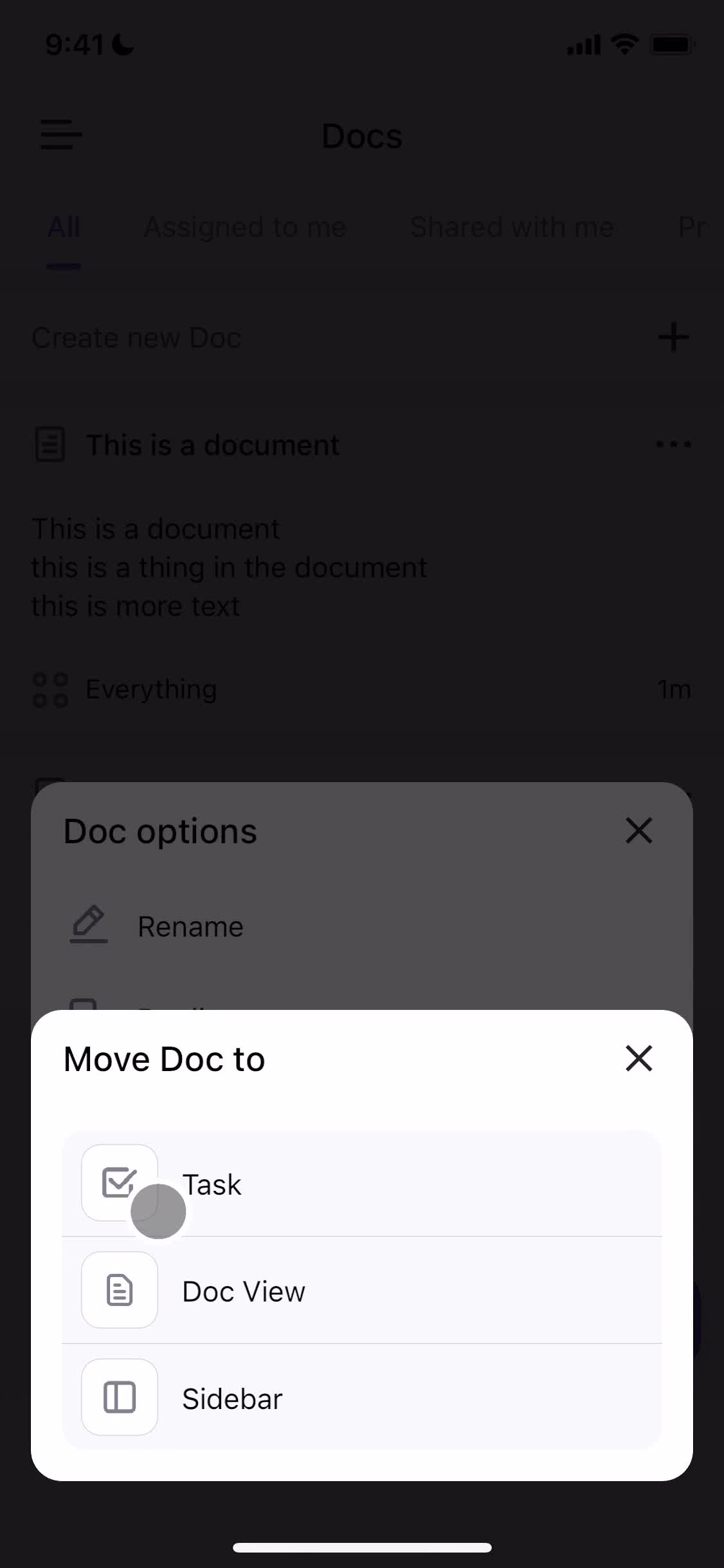 Creating a document screenshot