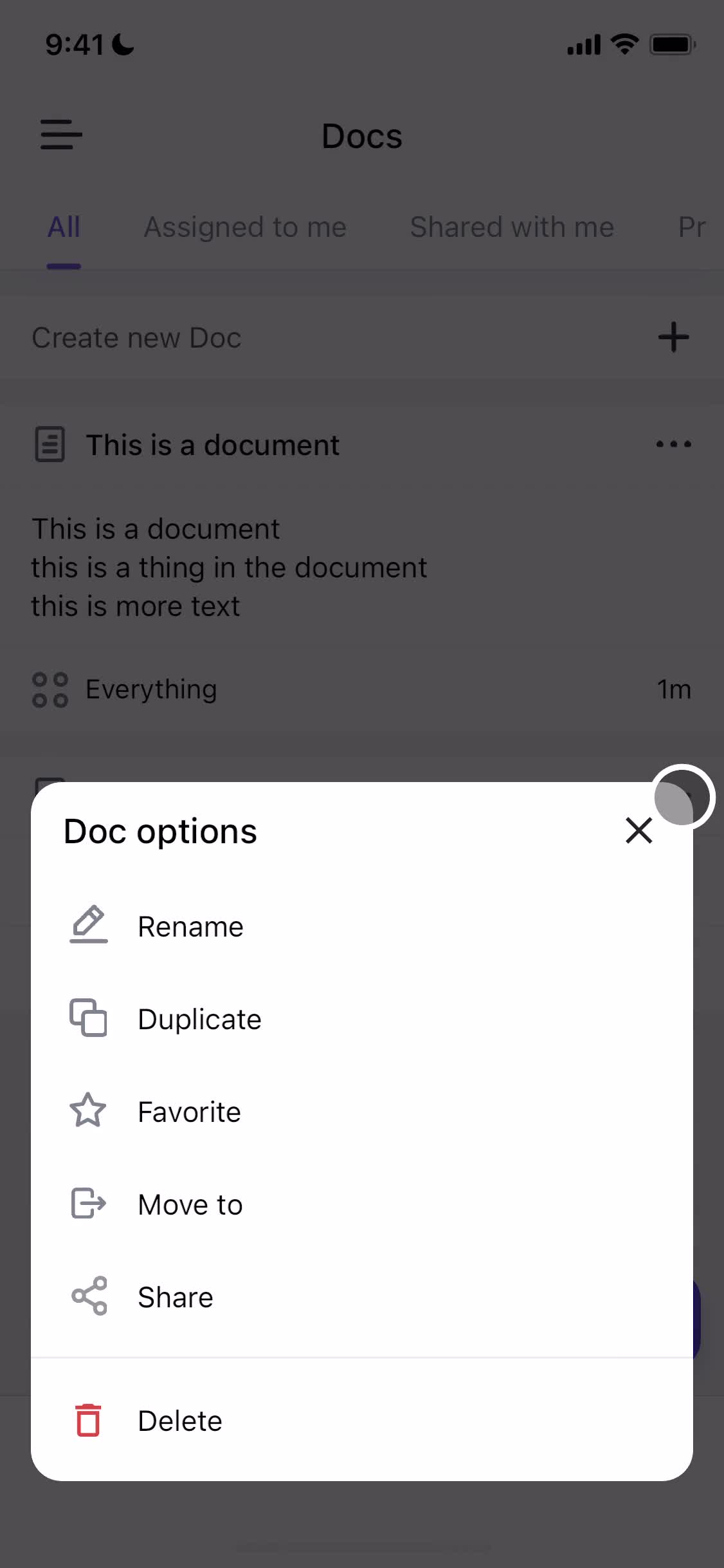 Creating a document screenshot