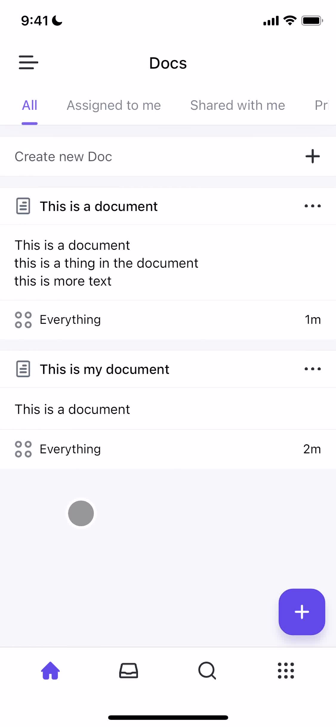 Creating a document screenshot