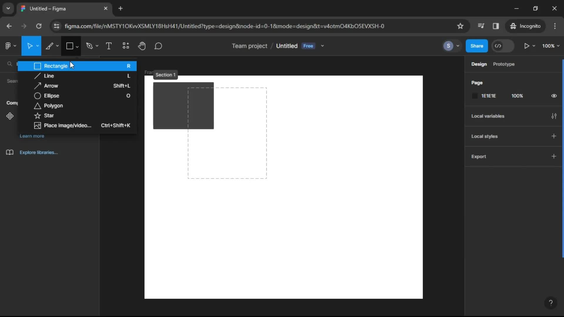 Creating a design screenshot