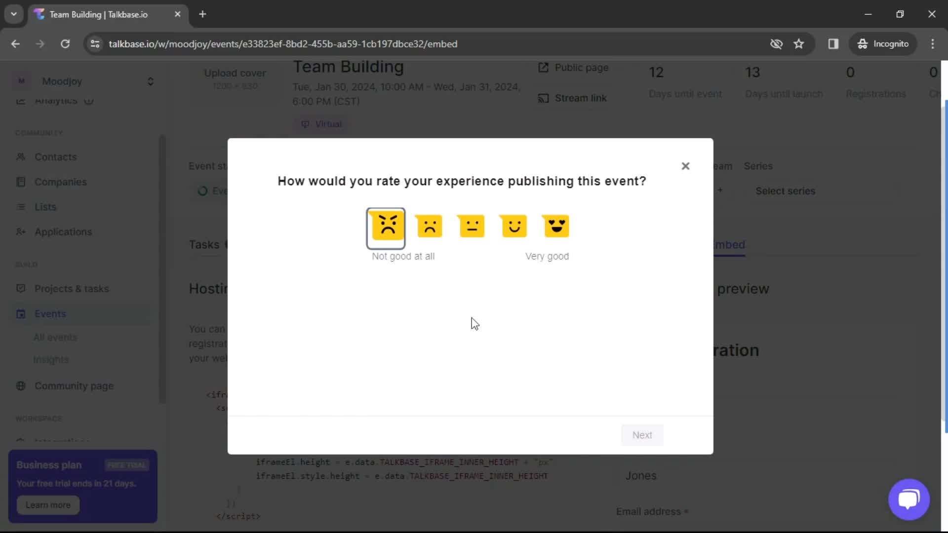 Creating an event on Talkbase video thumbnail