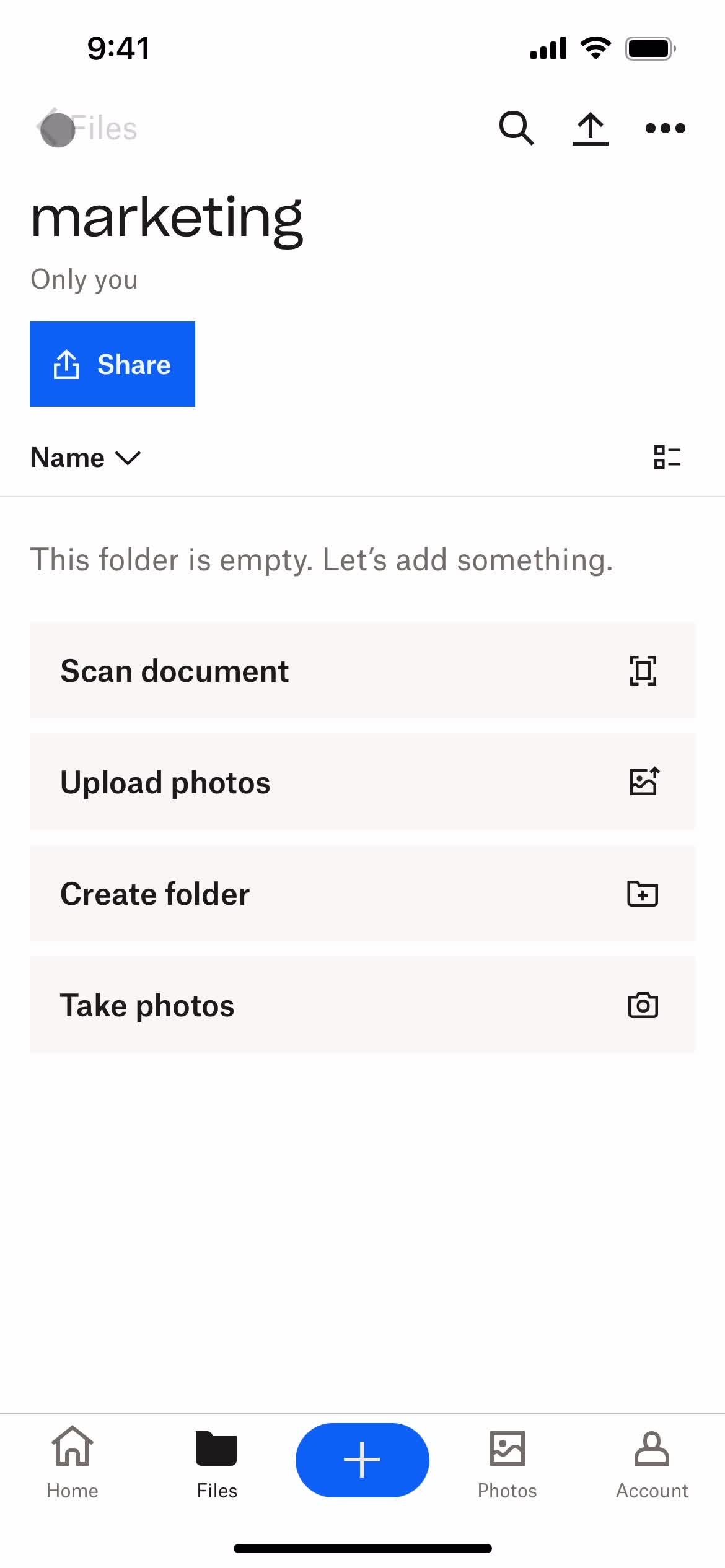 Creating a folder screenshot